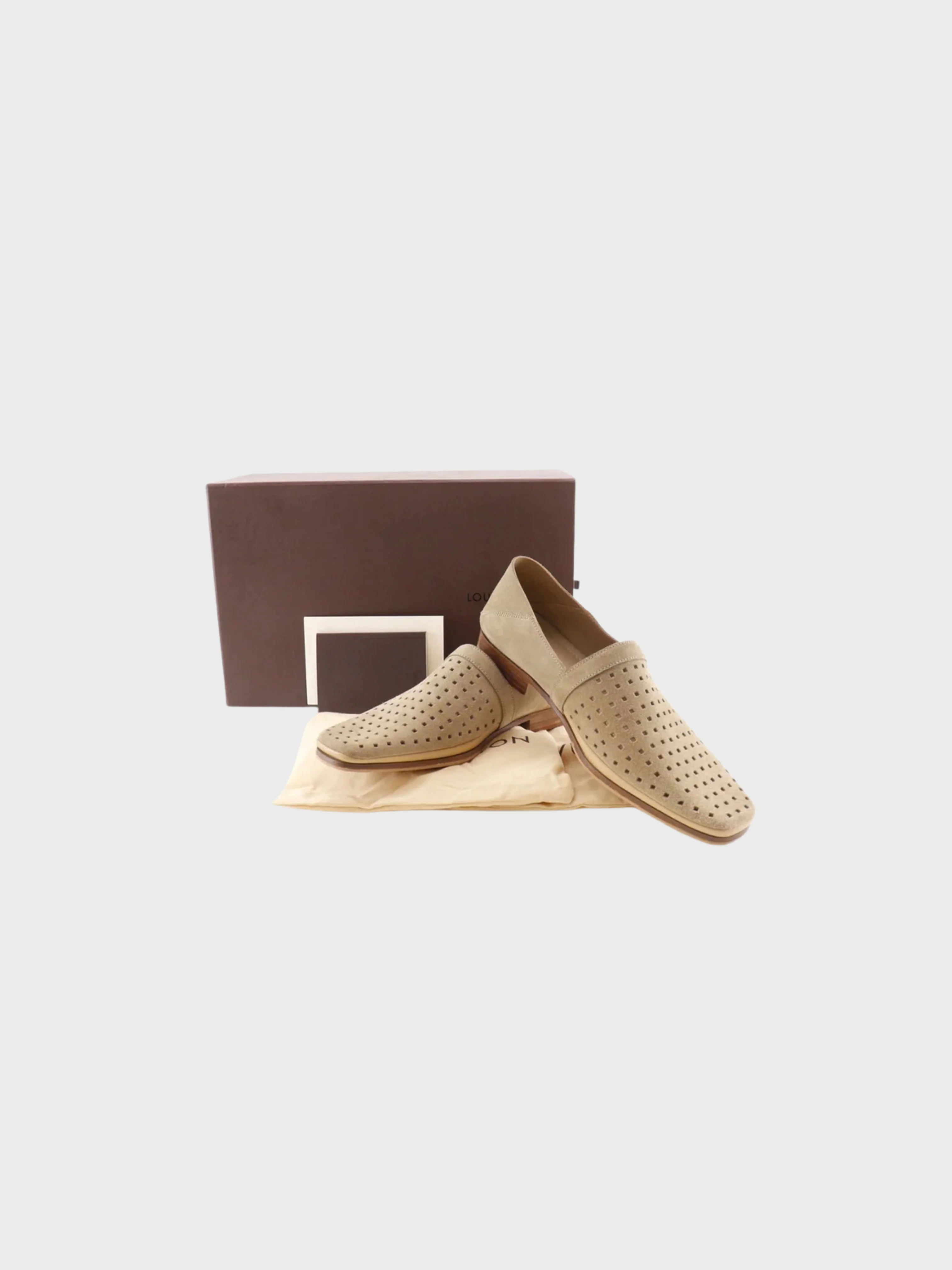 Louis Vuitton 2000s Beige Suede Punching Loafers - Image 7
