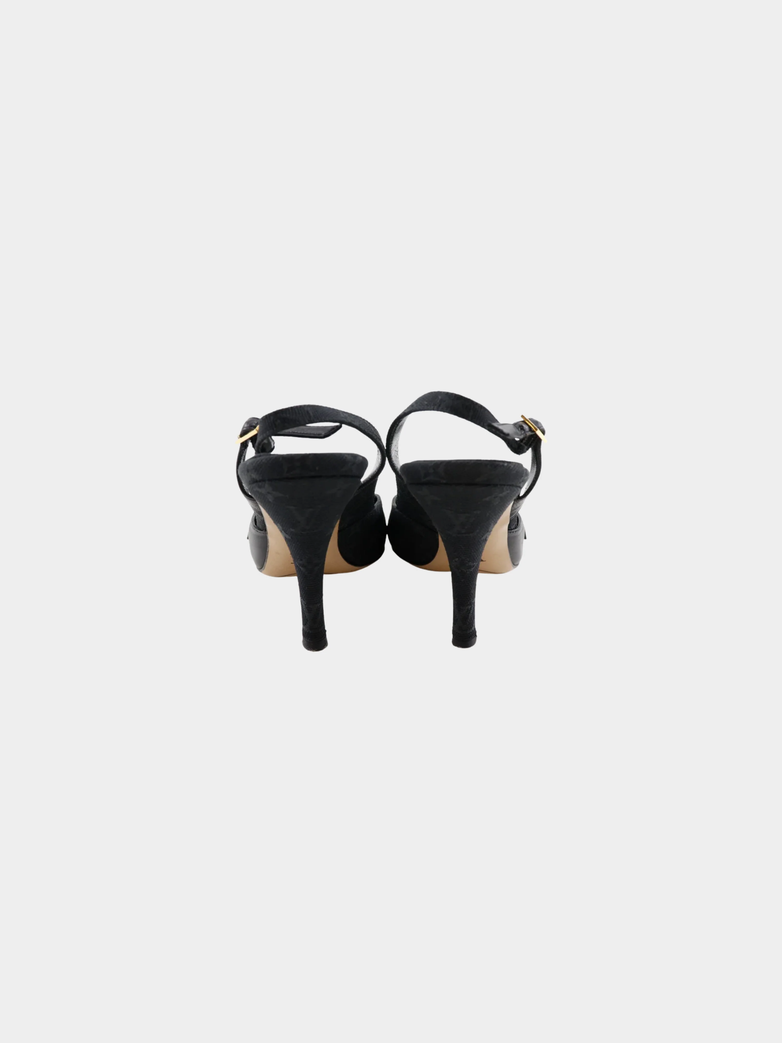 Louis Vuitton 2000s Black Monogram Stiletto Pumps - Image 3