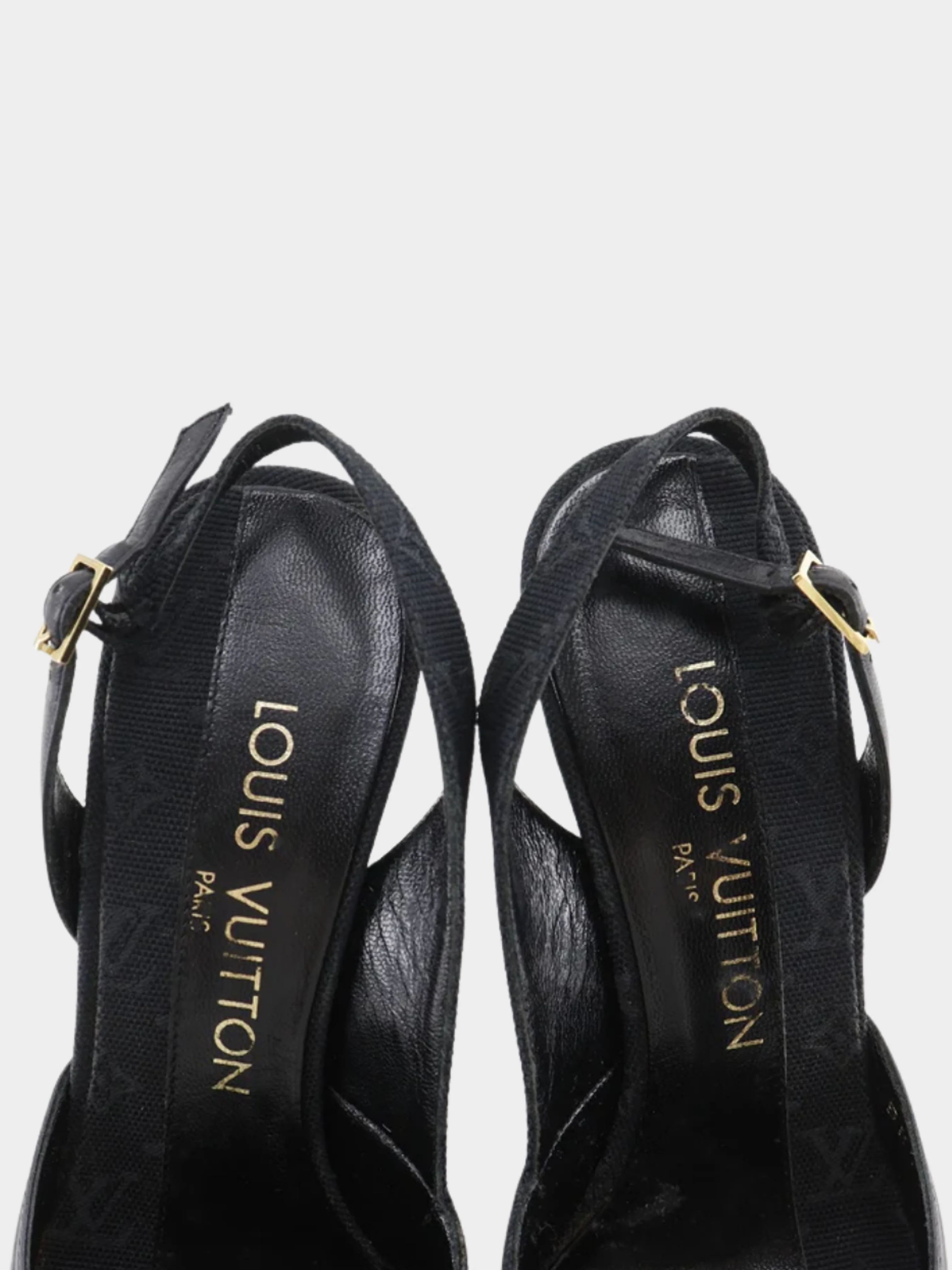 Louis Vuitton 2000s Black Monogram Stiletto Pumps - Image 4