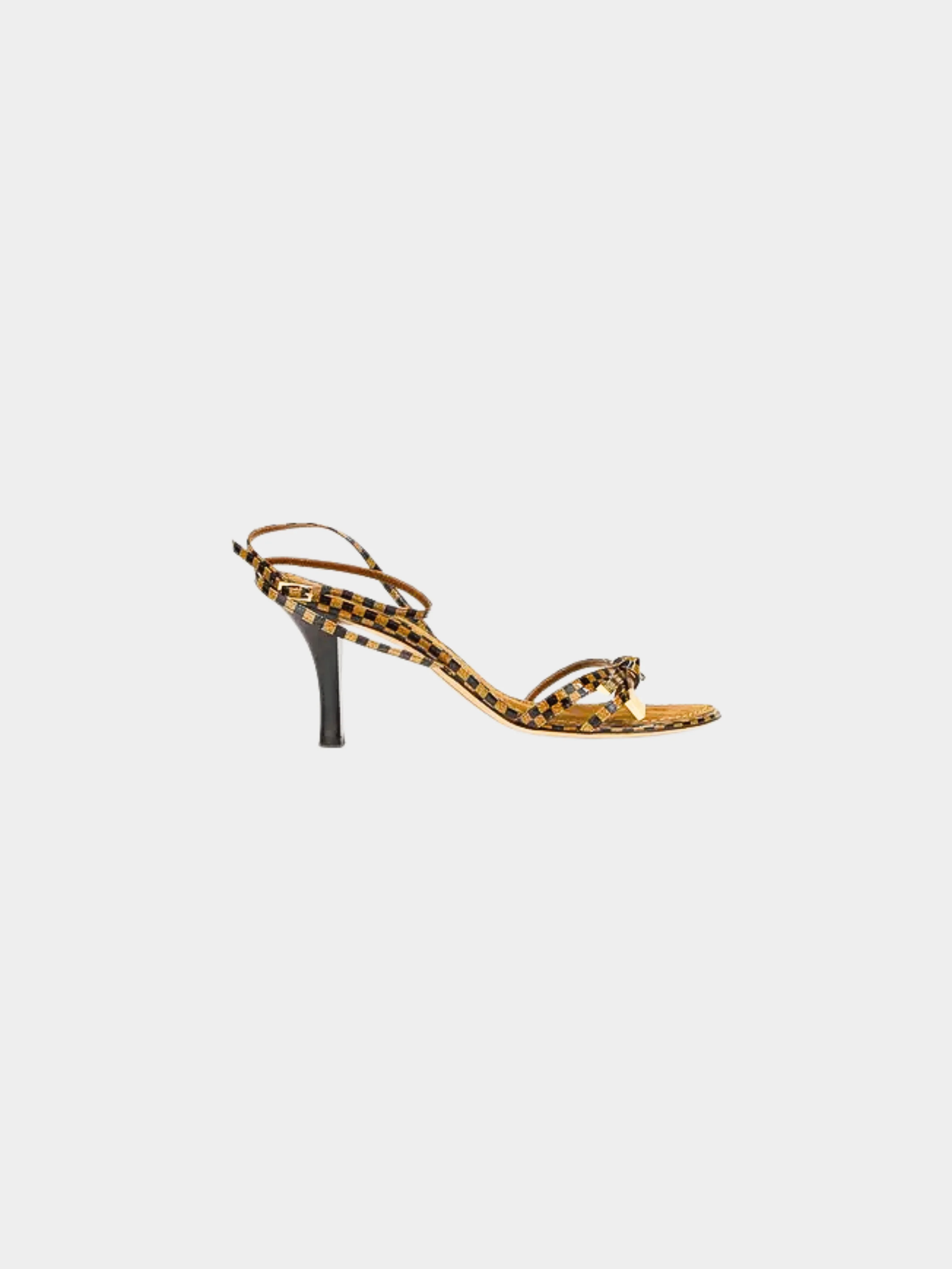 Louis Vuitton 2000s Brown Damier Checkered Sandal Heels