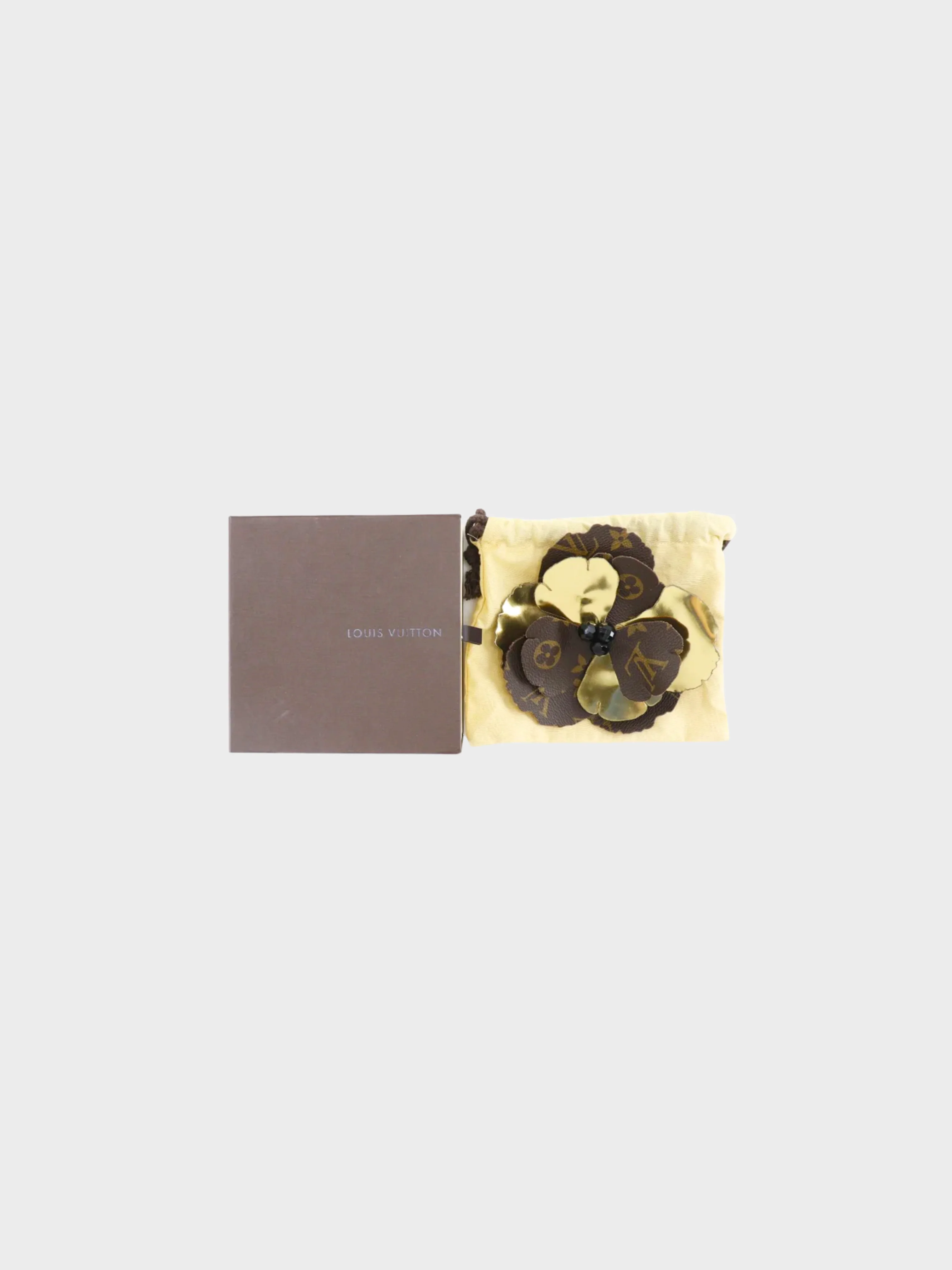 Louis Vuitton 2000s Brown Monogram Prosh Fleur Flower Brooch - Image 3