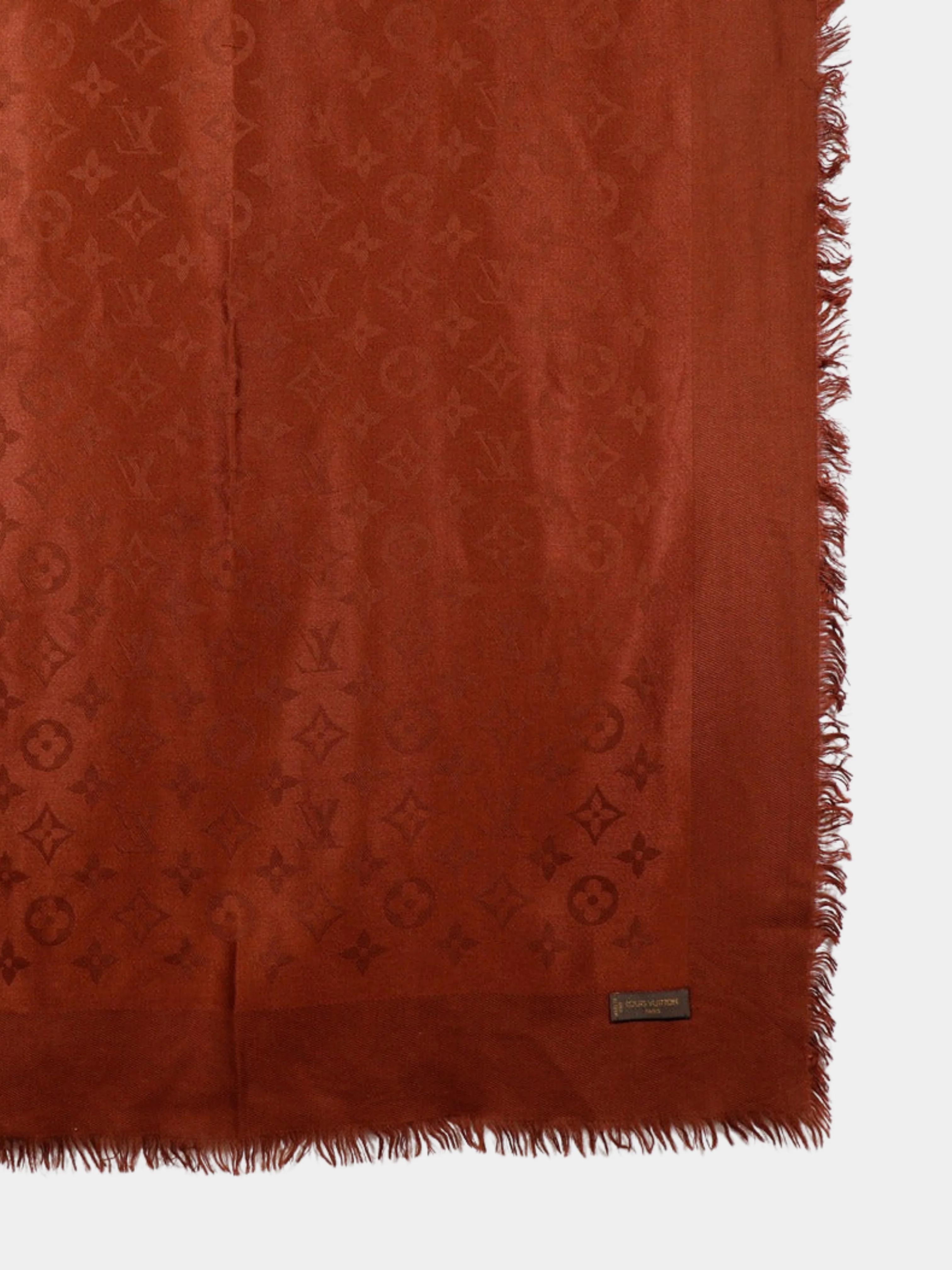 Louis Vuitton 2000s Brown Monogram Silk Wool Stole - Image 2