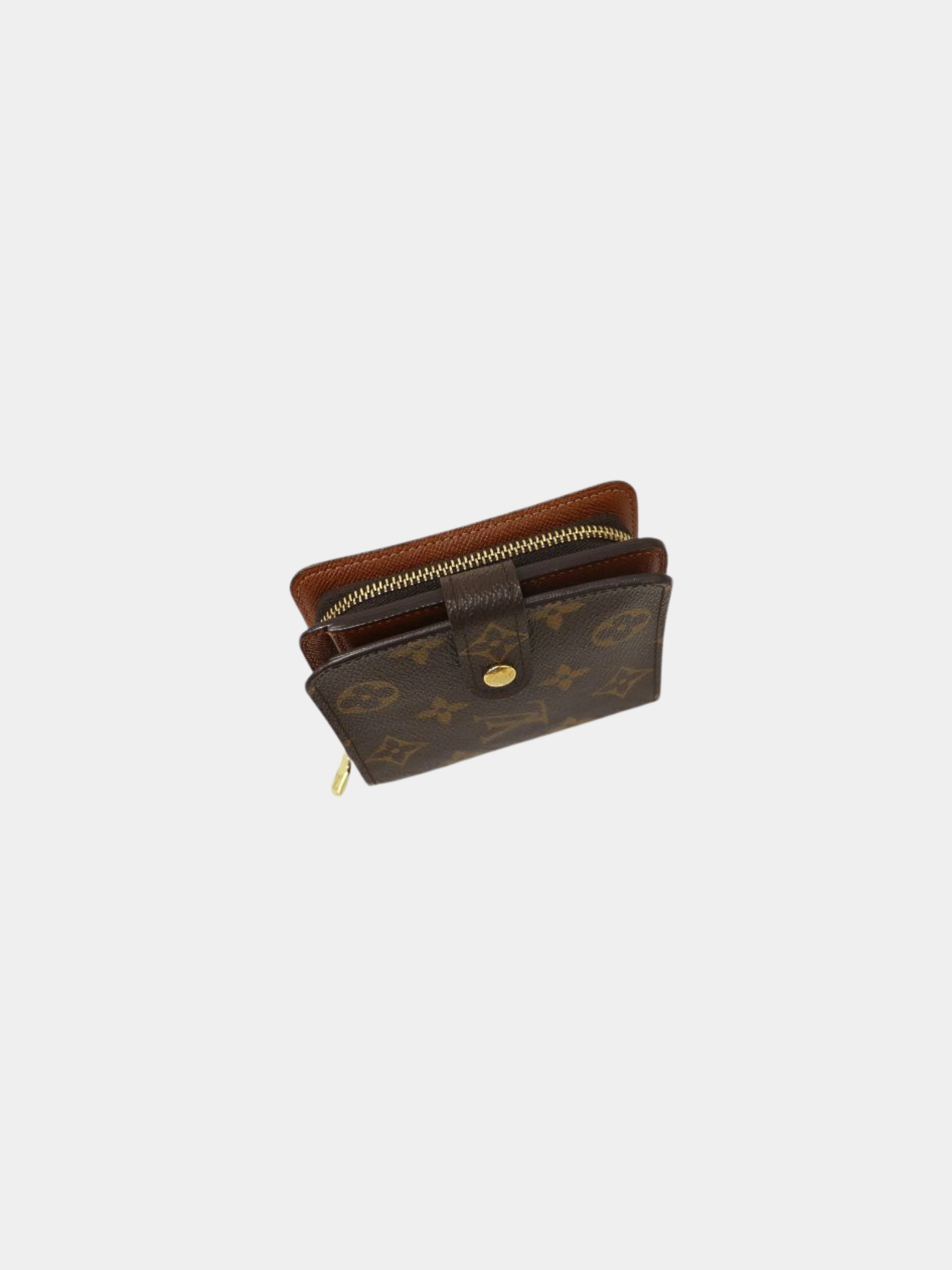Louis Vuitton 2000s Brown PVC and Leather Monogram Compact Zip Wallet - Image 5