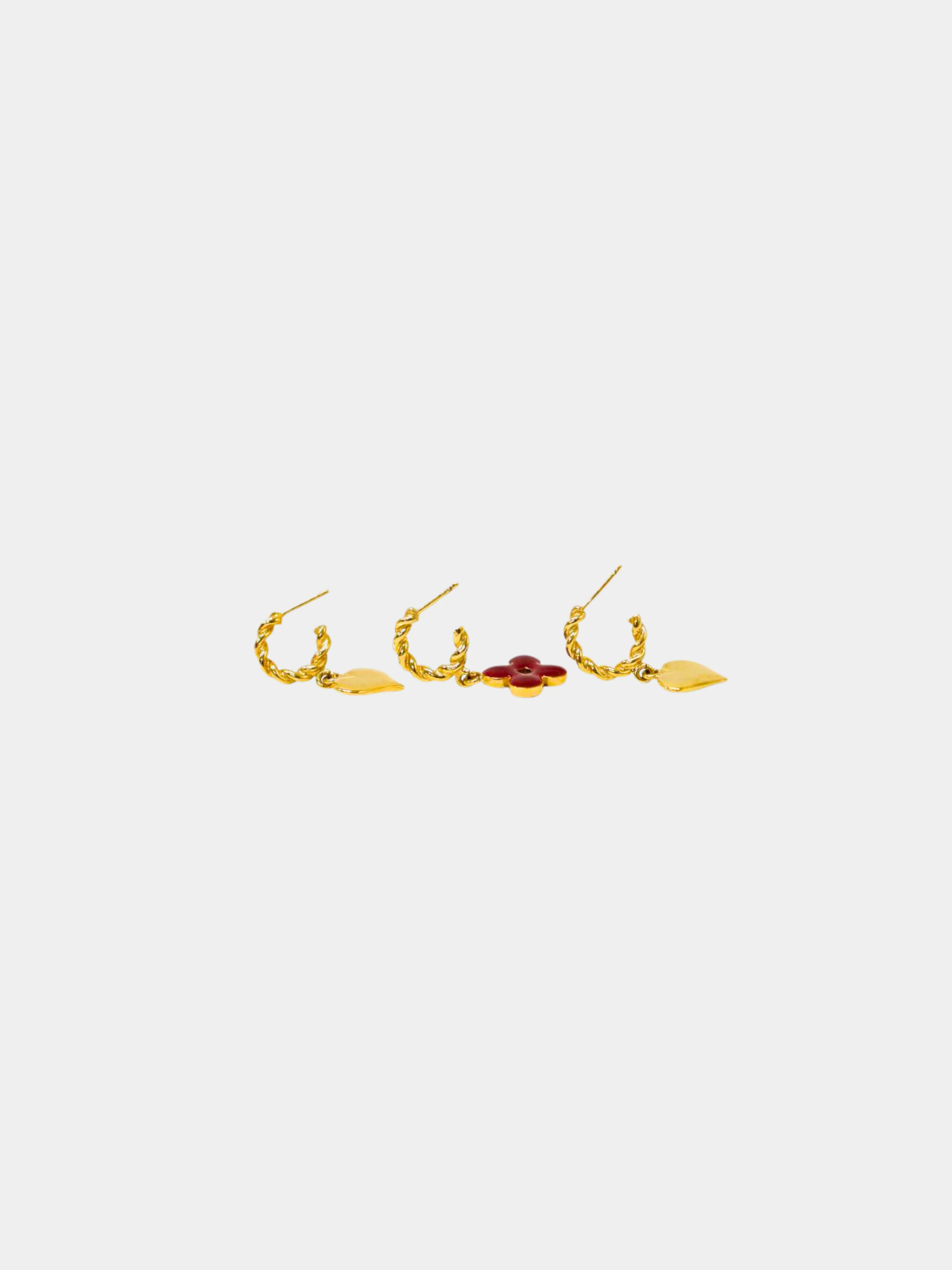 Louis Vuitton 2000s Gold Monogram Hoop Earrings - Image 3