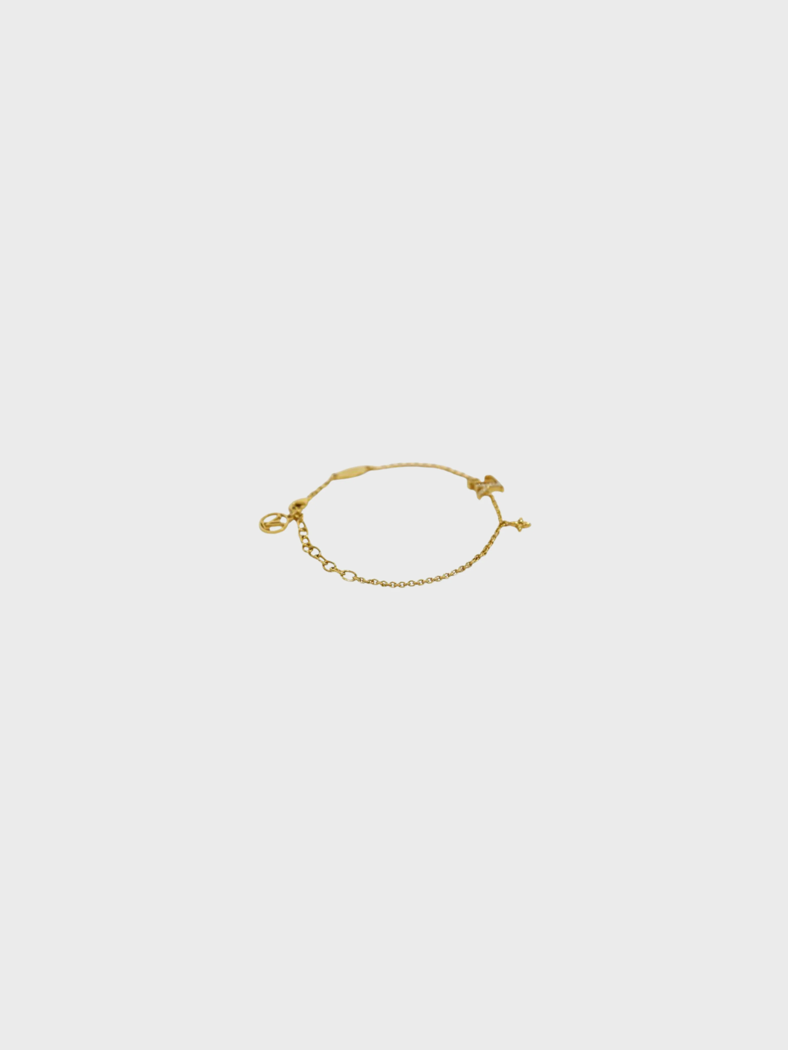 Louis Vuitton 2000s Gold Plated Metal Rhinestone LV Iconic Bracelet - Image 3