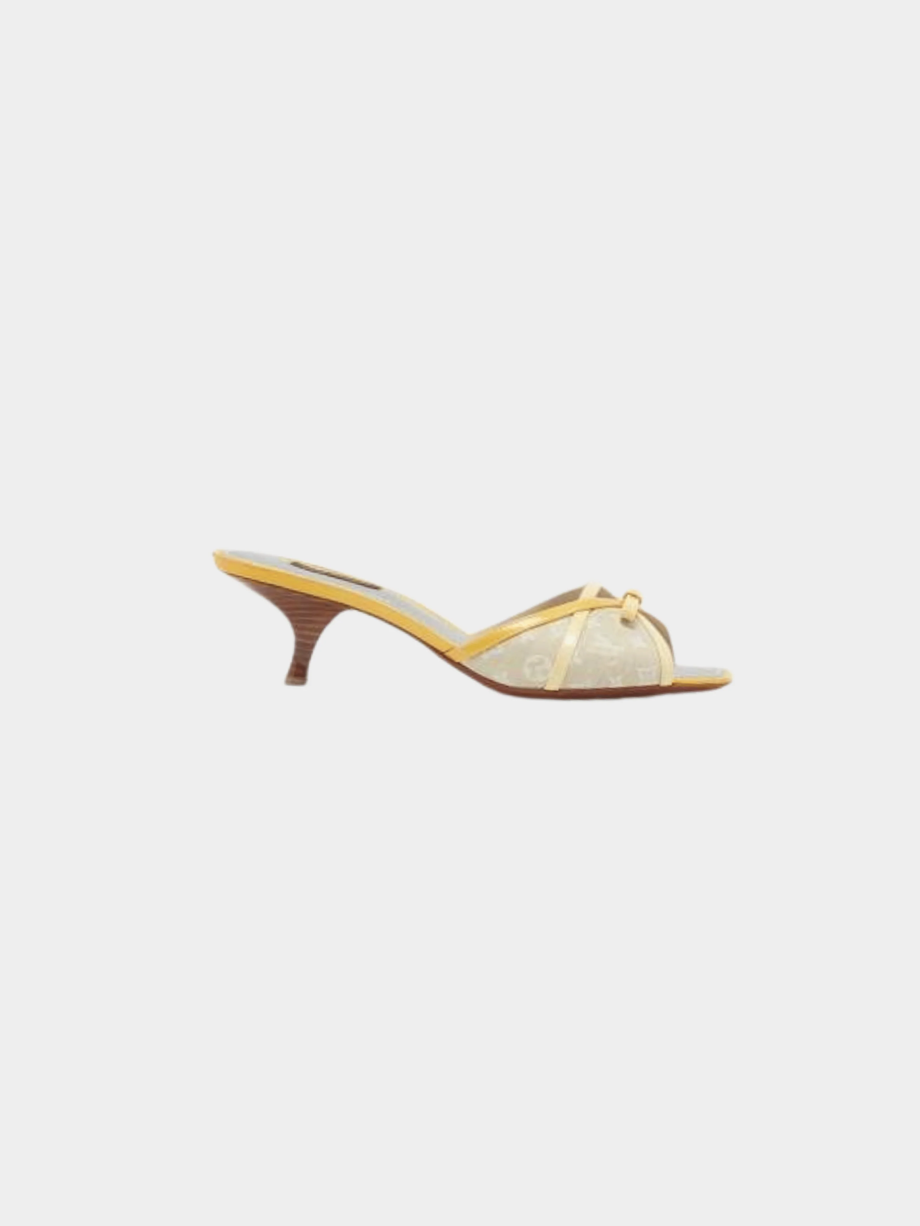 Louis Vuitton 2000s Lime Trim Monogram Kitten Heels