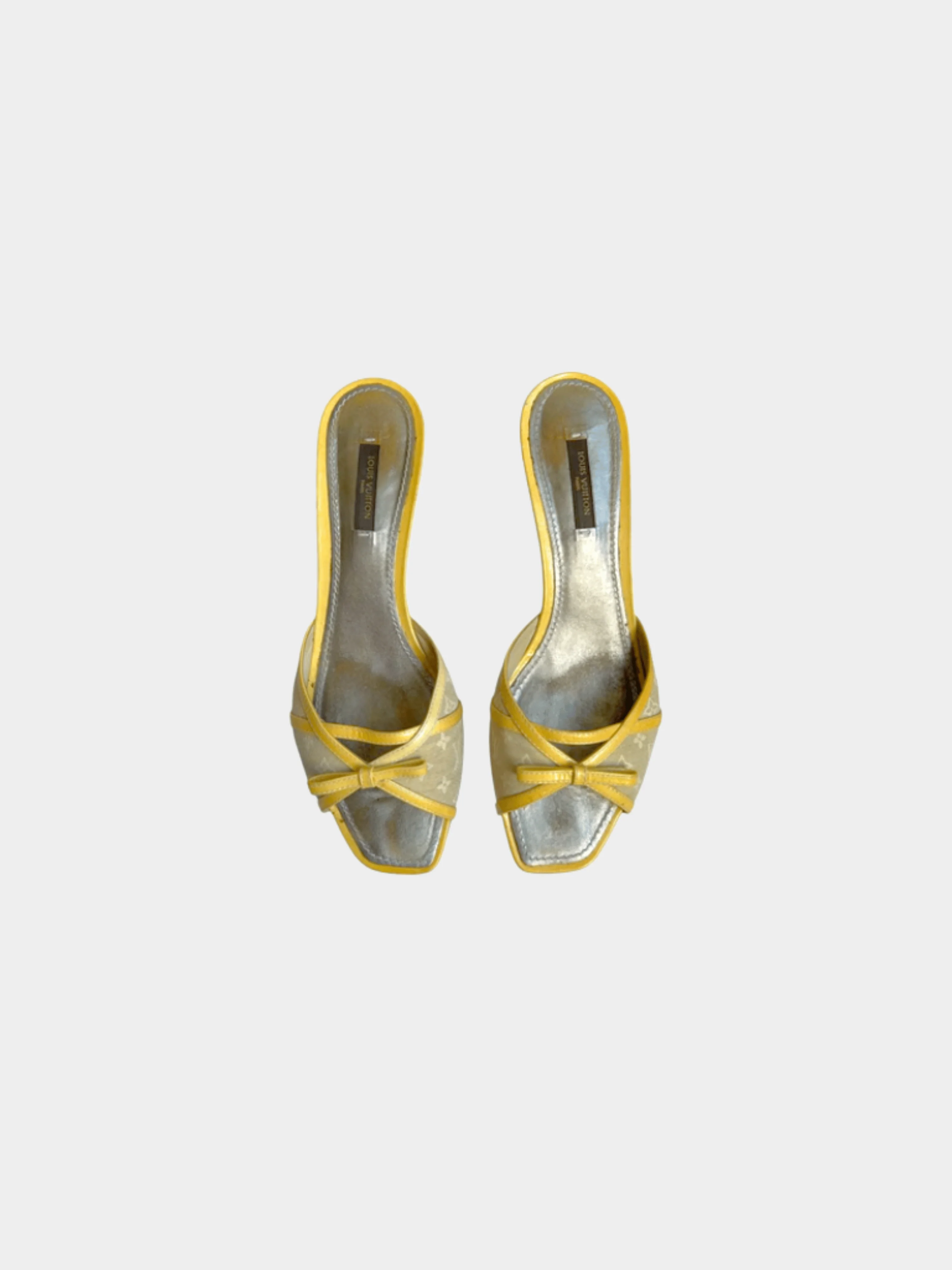 Louis Vuitton 2000s Lime Trim Monogram Kitten Heels - Image 2