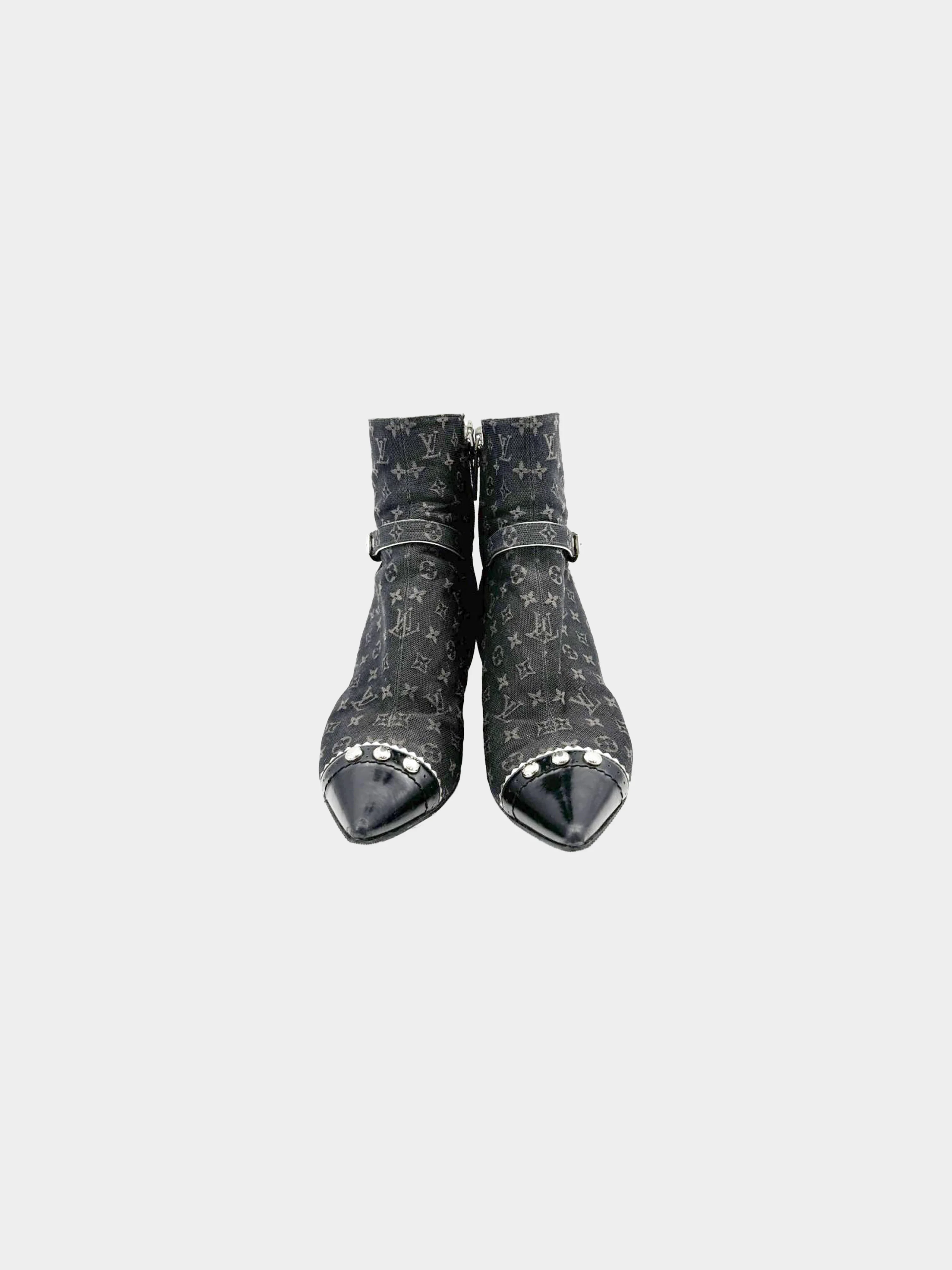 Louis Vuitton 2007 Mini Lin Canvas Raquel Ankle Boots - Image 2