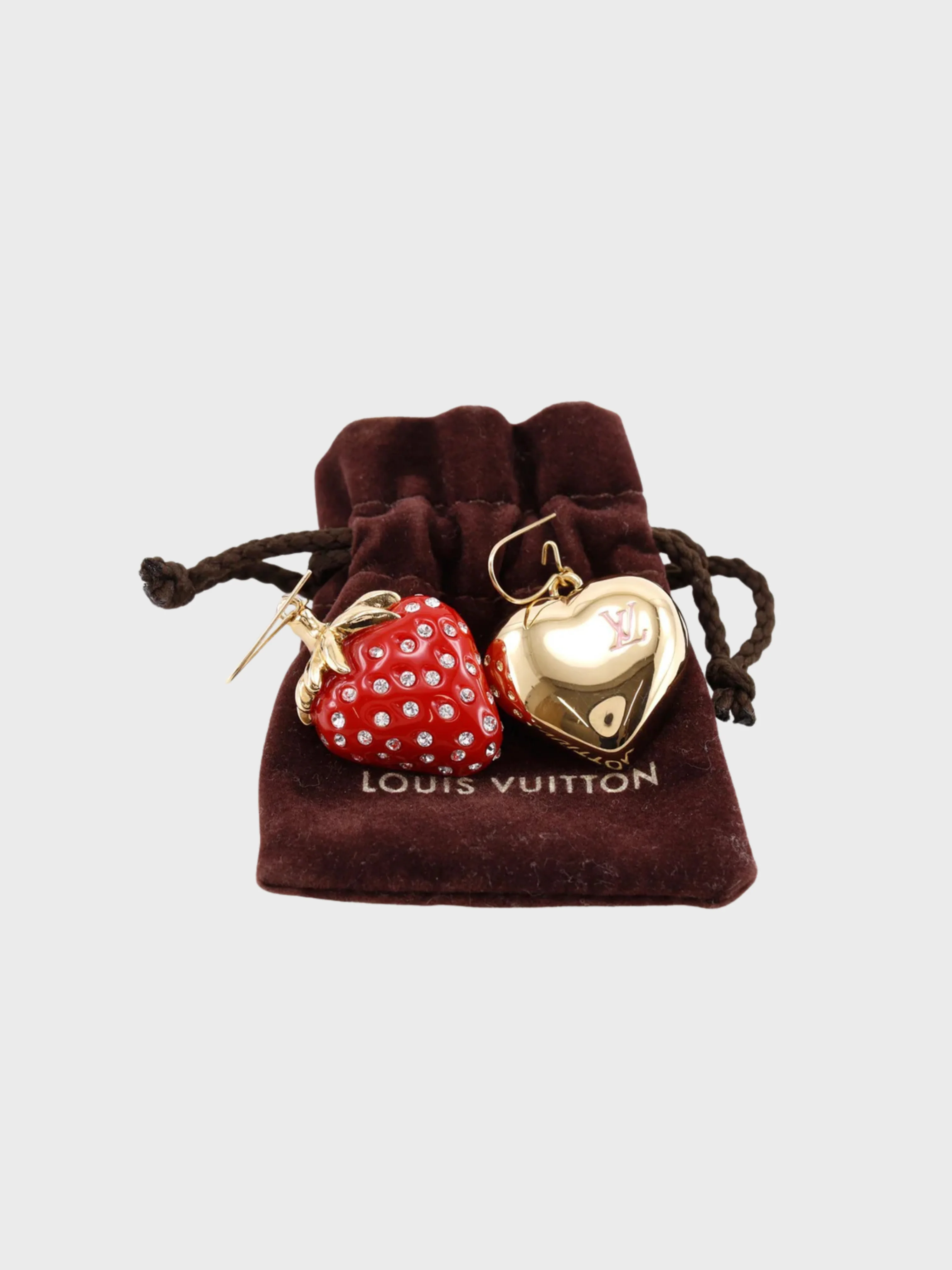 Louis Vuitton SS 2011 Red Pink Resin Rhinestone Strawberry Earrings - Image 5