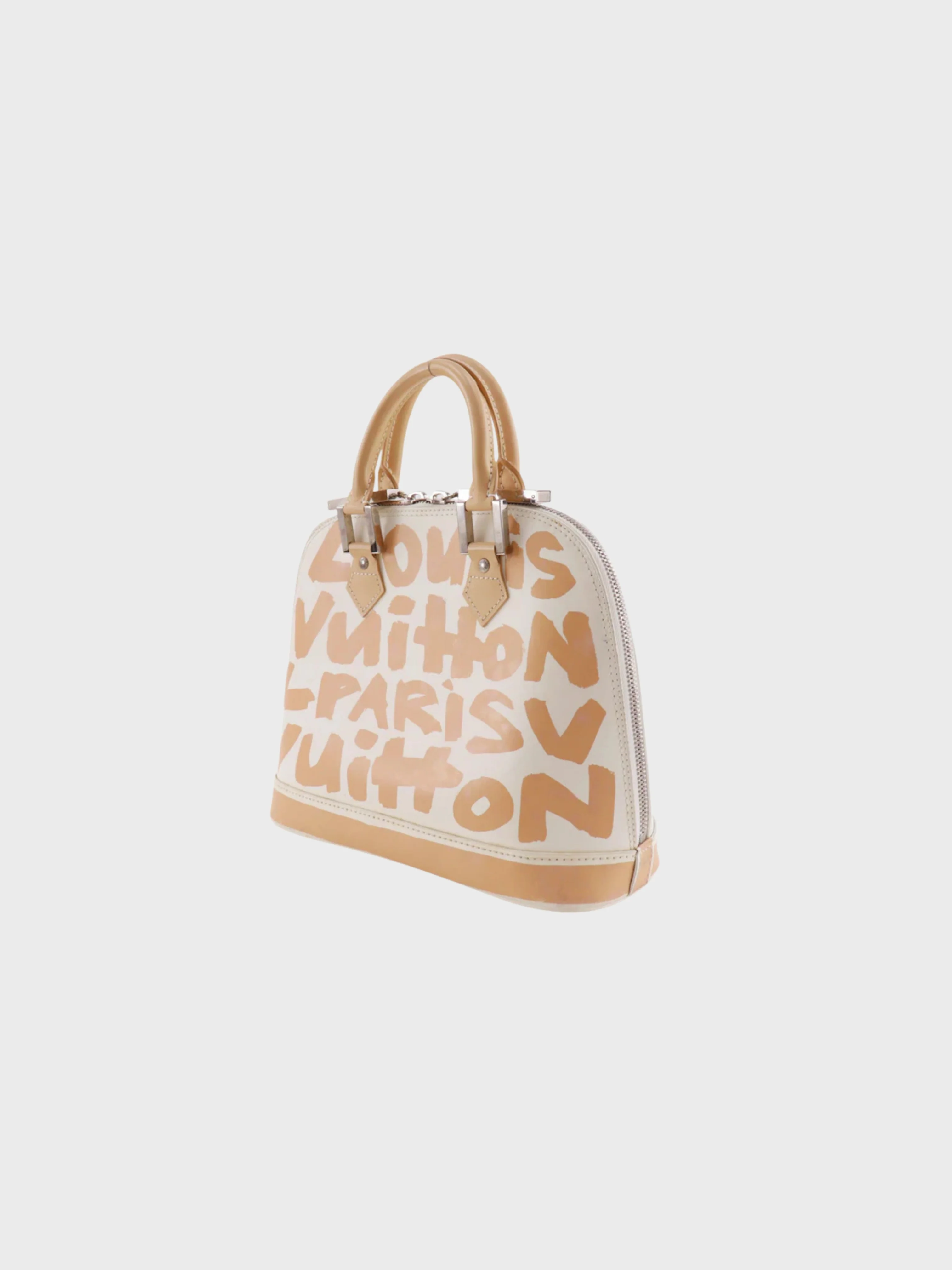 Louis Vuitton 2001 Beige White Calfskin Graffiti Alma PM Handbag - Image 2