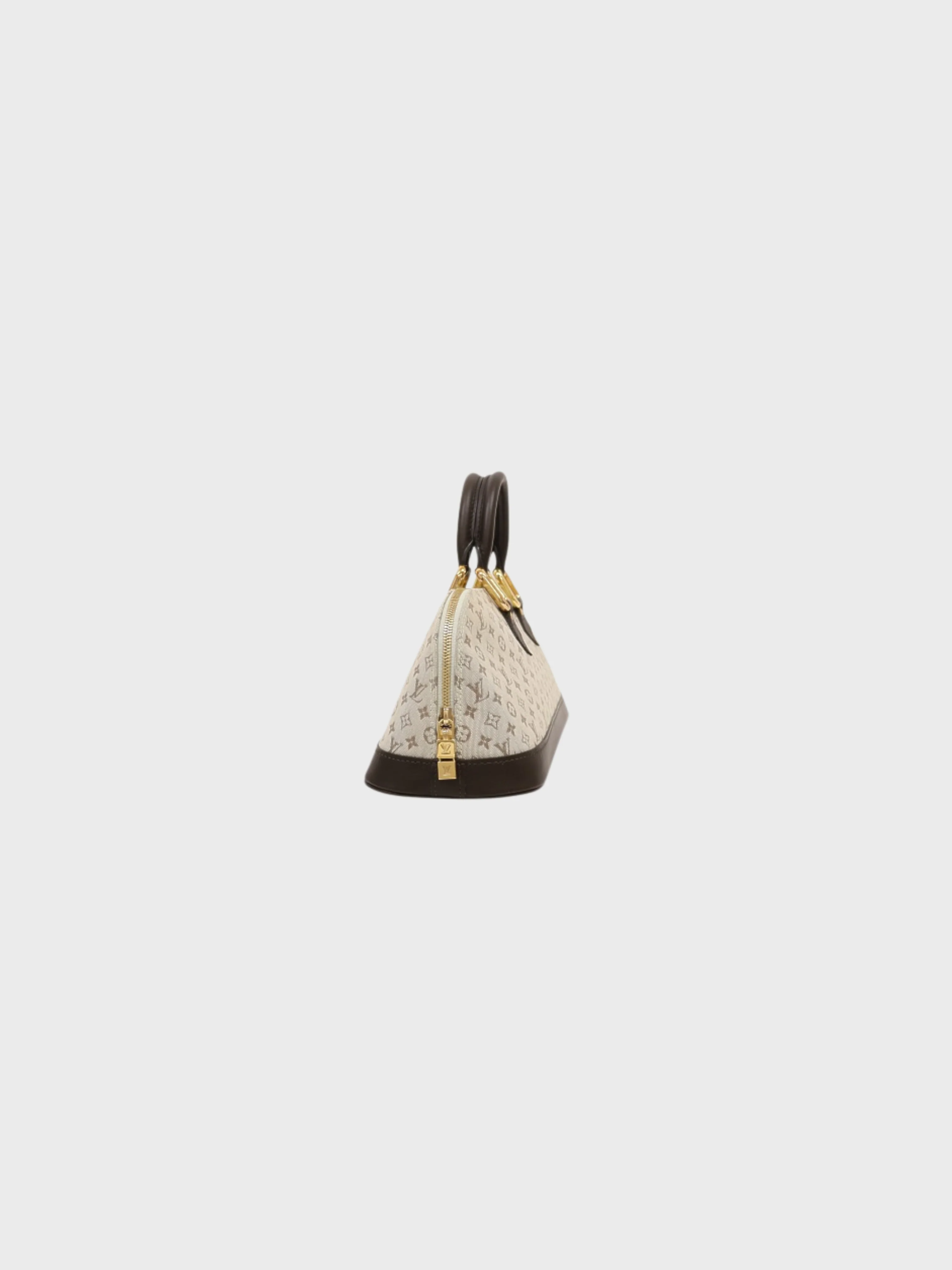 Louis Vuitton 2001 Khaki Ivory Dark Brown Monogram Mini Alma Long Bag - Image 3