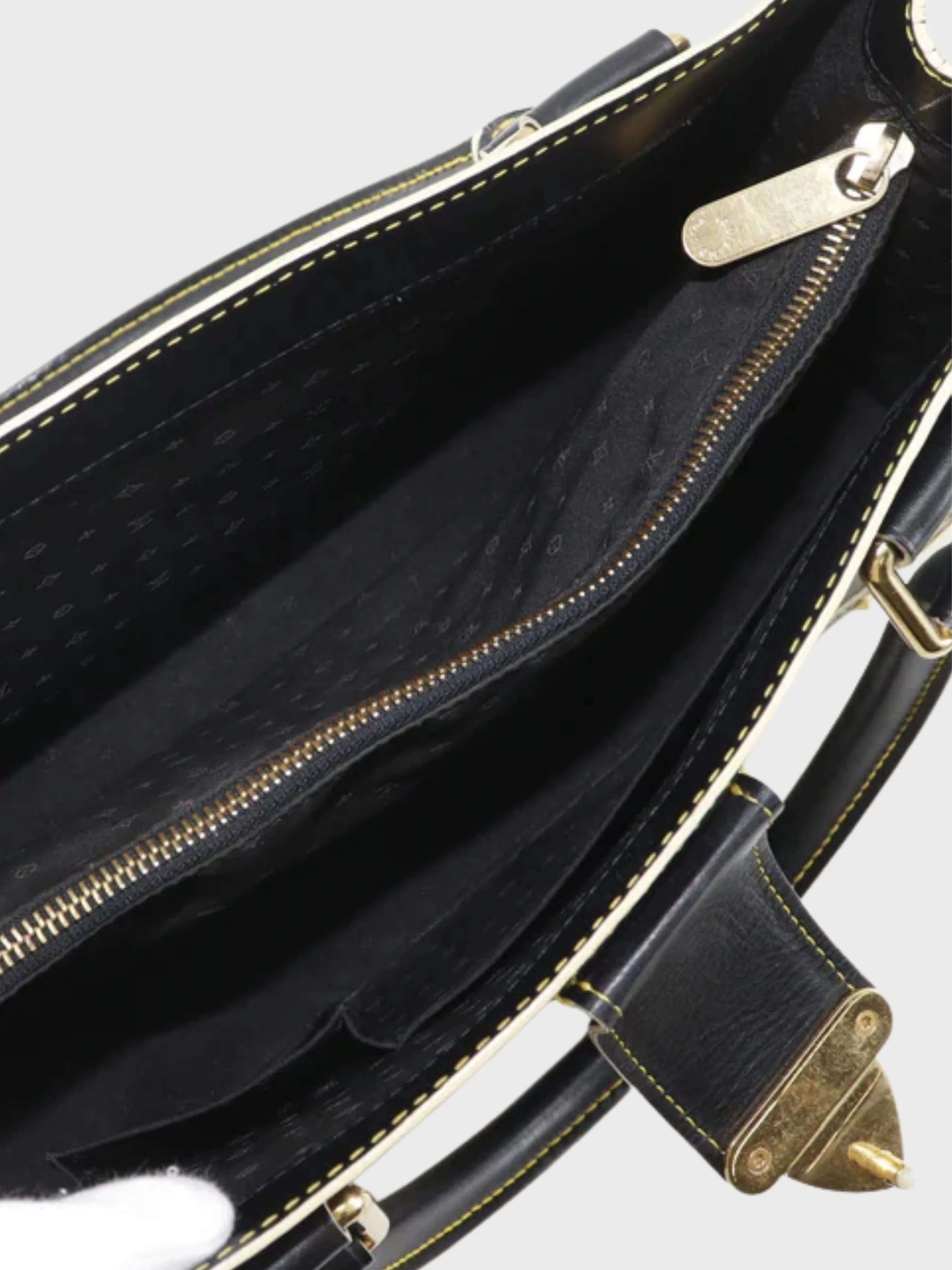 Louis Vuitton 2004 Black Suhali Goatskin Leather Fabuleux Tote Bag - Image 4