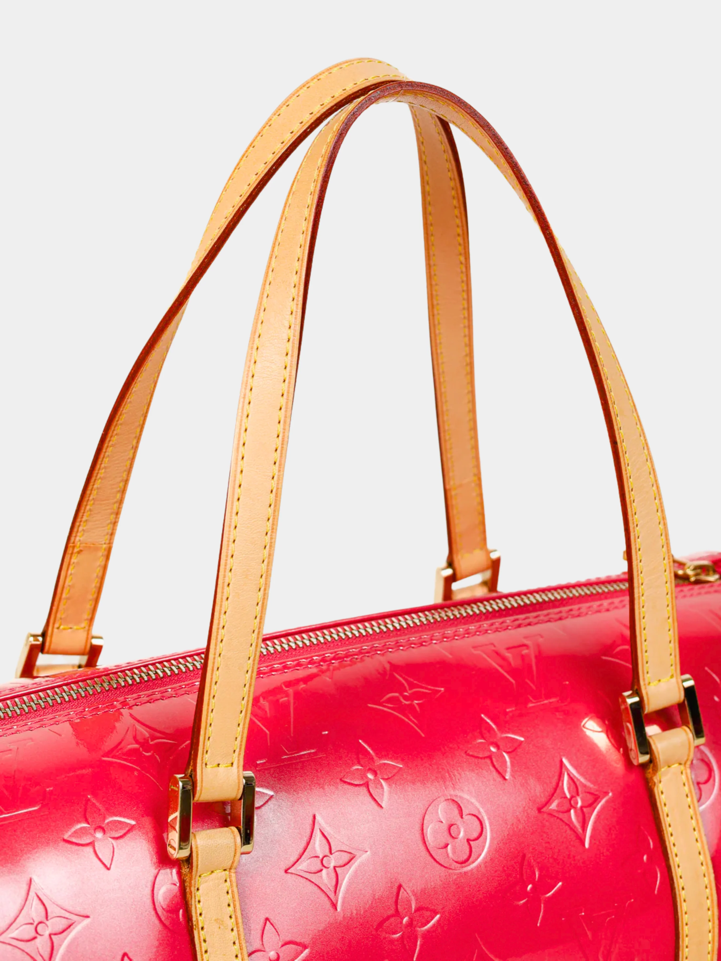 Louis Vuitton 2006 Bedford Pink Framboise Monogram Vernis Leather Barrel Bag - Image 3