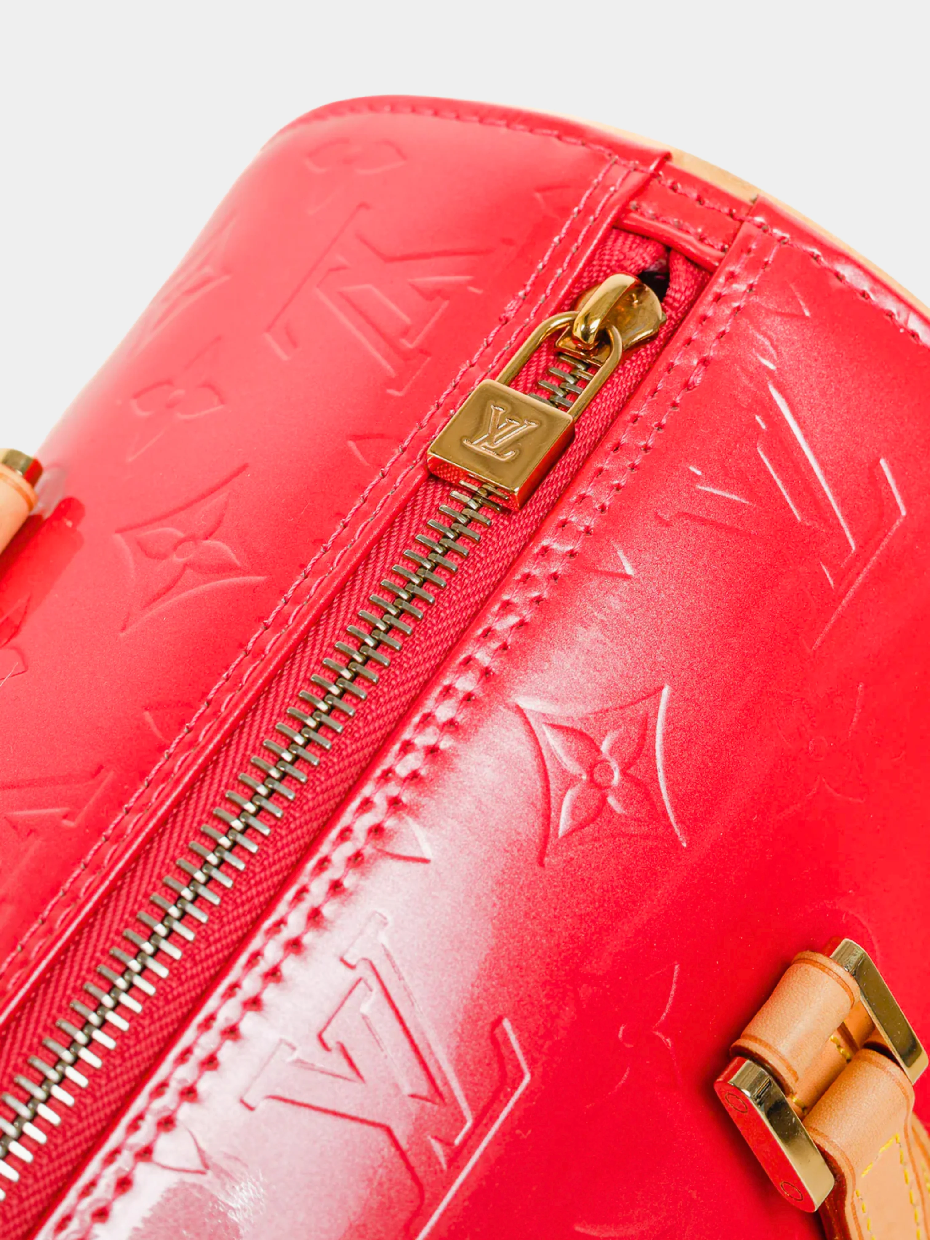 Louis Vuitton 2006 Bedford Pink Framboise Monogram Vernis Leather Barrel Bag - Image 4