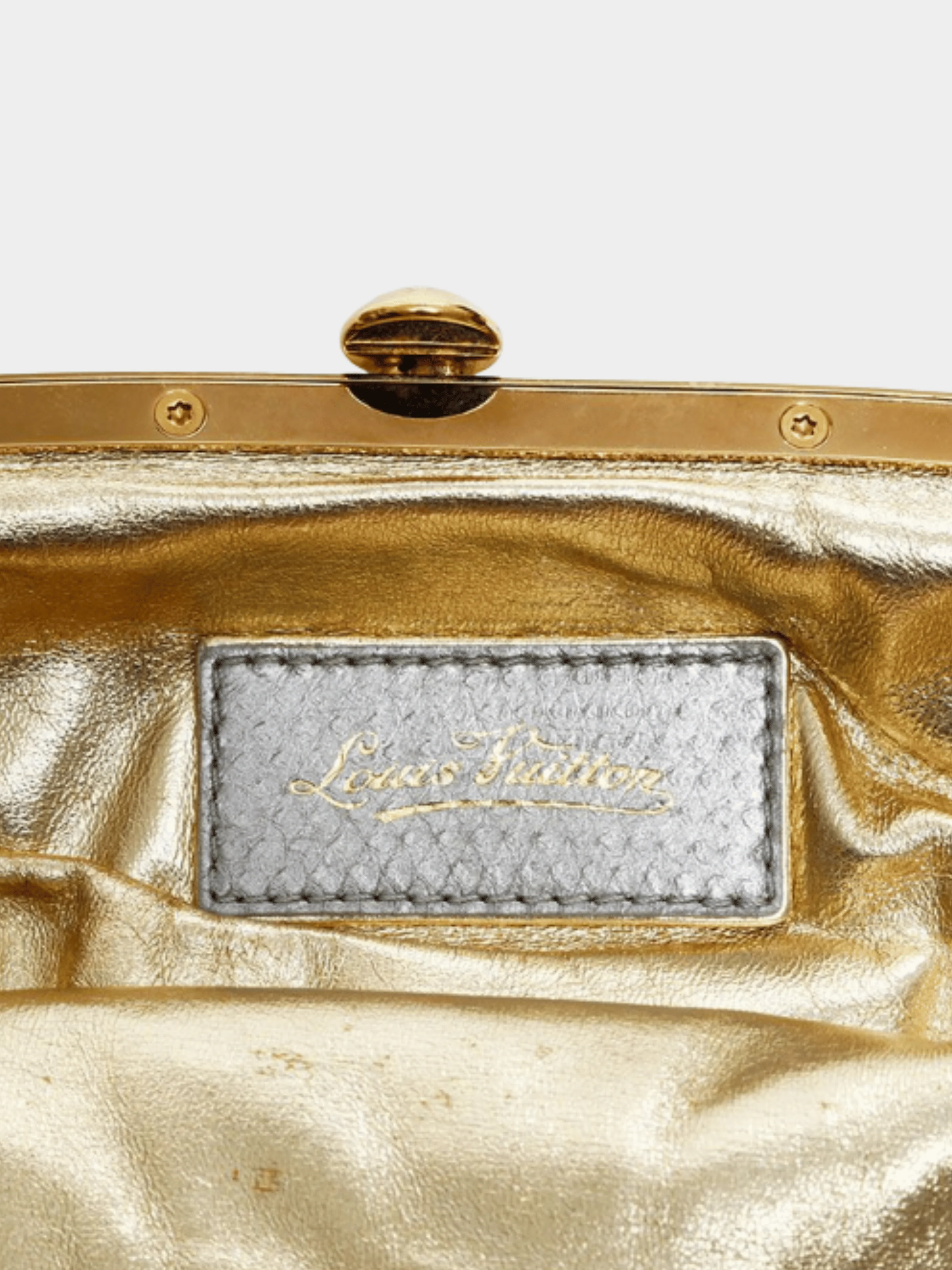 Louis Vuitton 2006 Limited Edition Silver Monogram Satin Aumoniere Evening Bag - Image 5