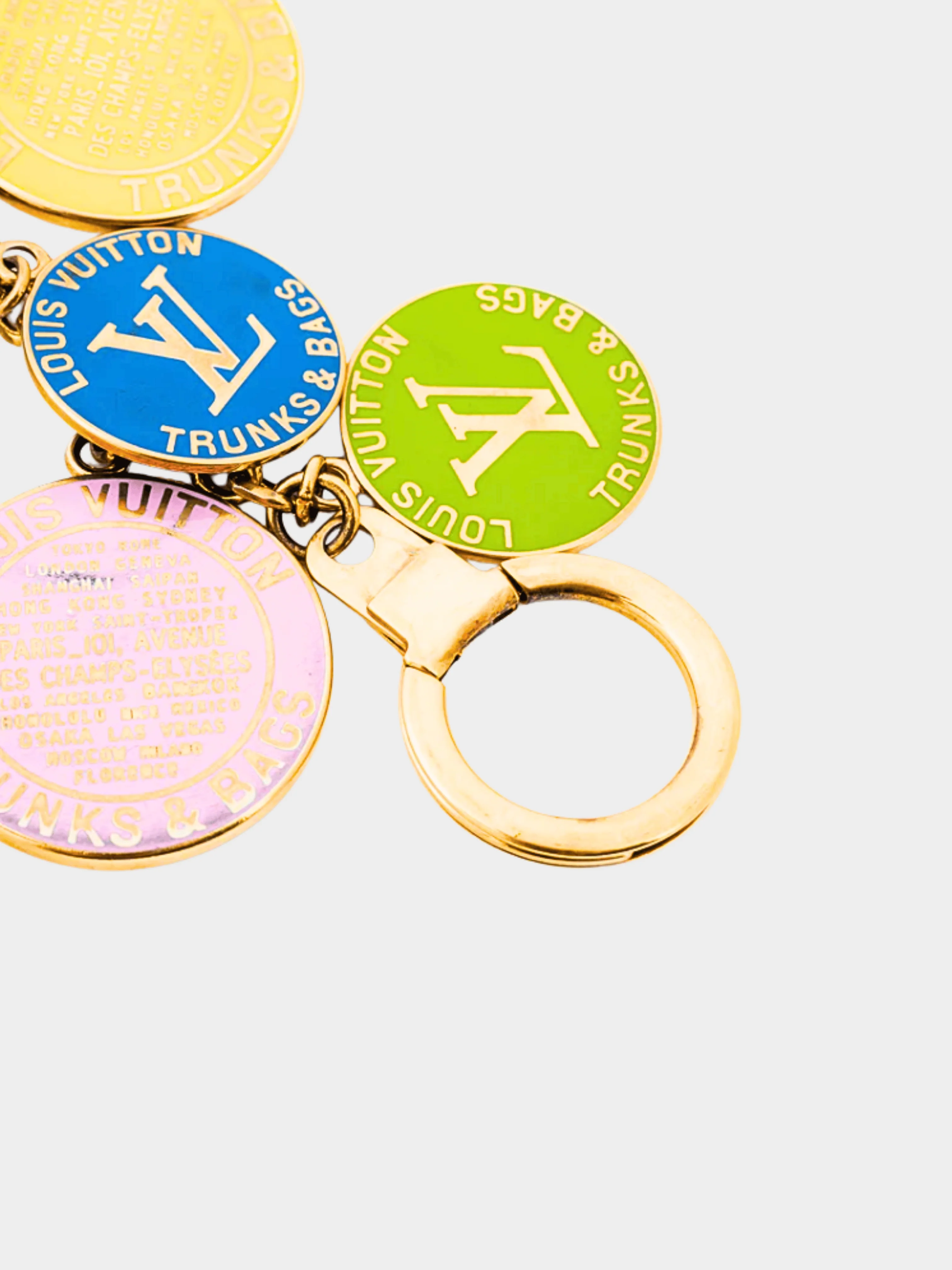 Louis Vuitton 2009 Globe Charm Chains Multicolore Gold-Tone Key Ring - Image 2