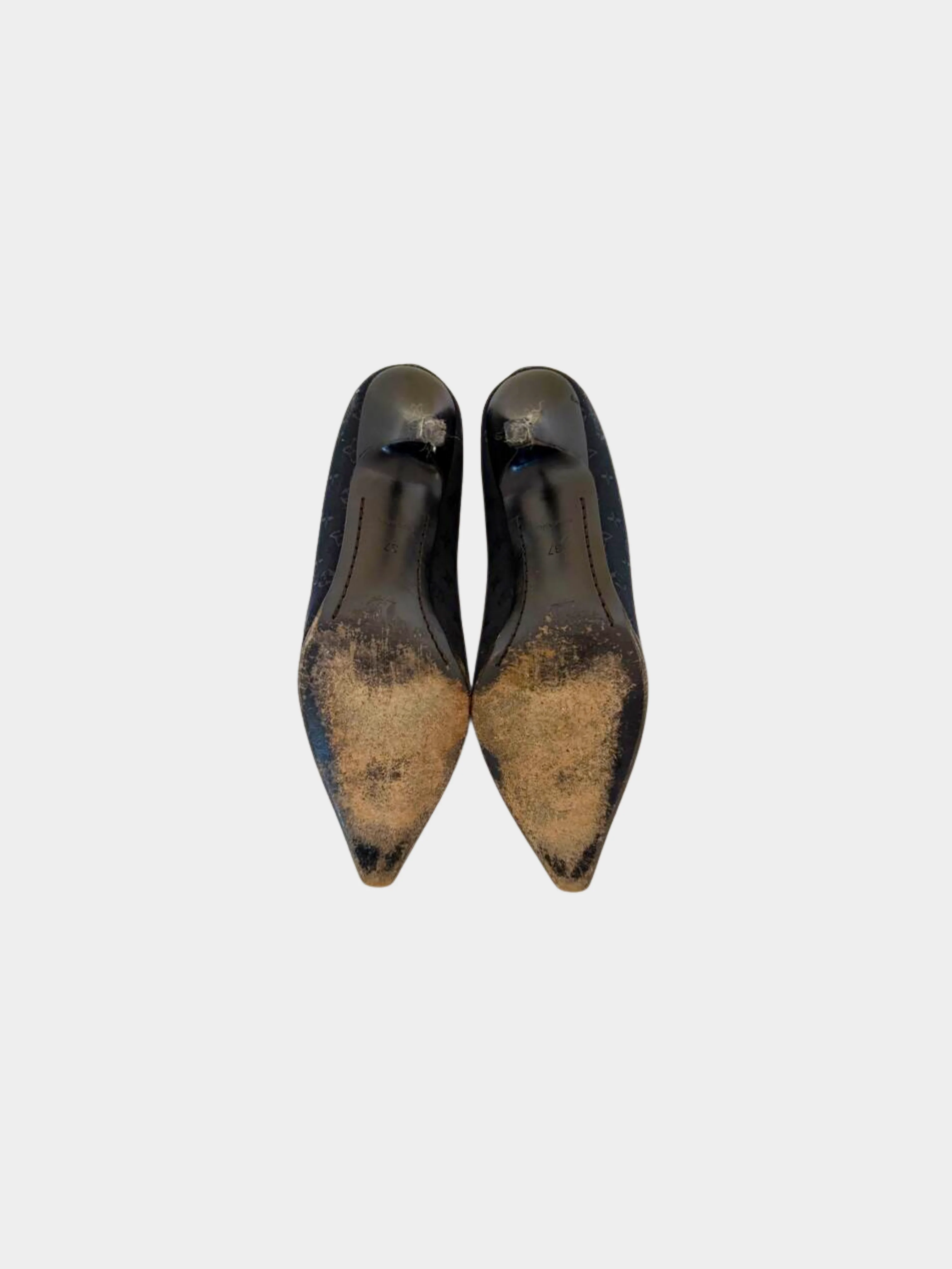 Louis Vuitton 2010s Black Monogram Kitten Heels - Image 5