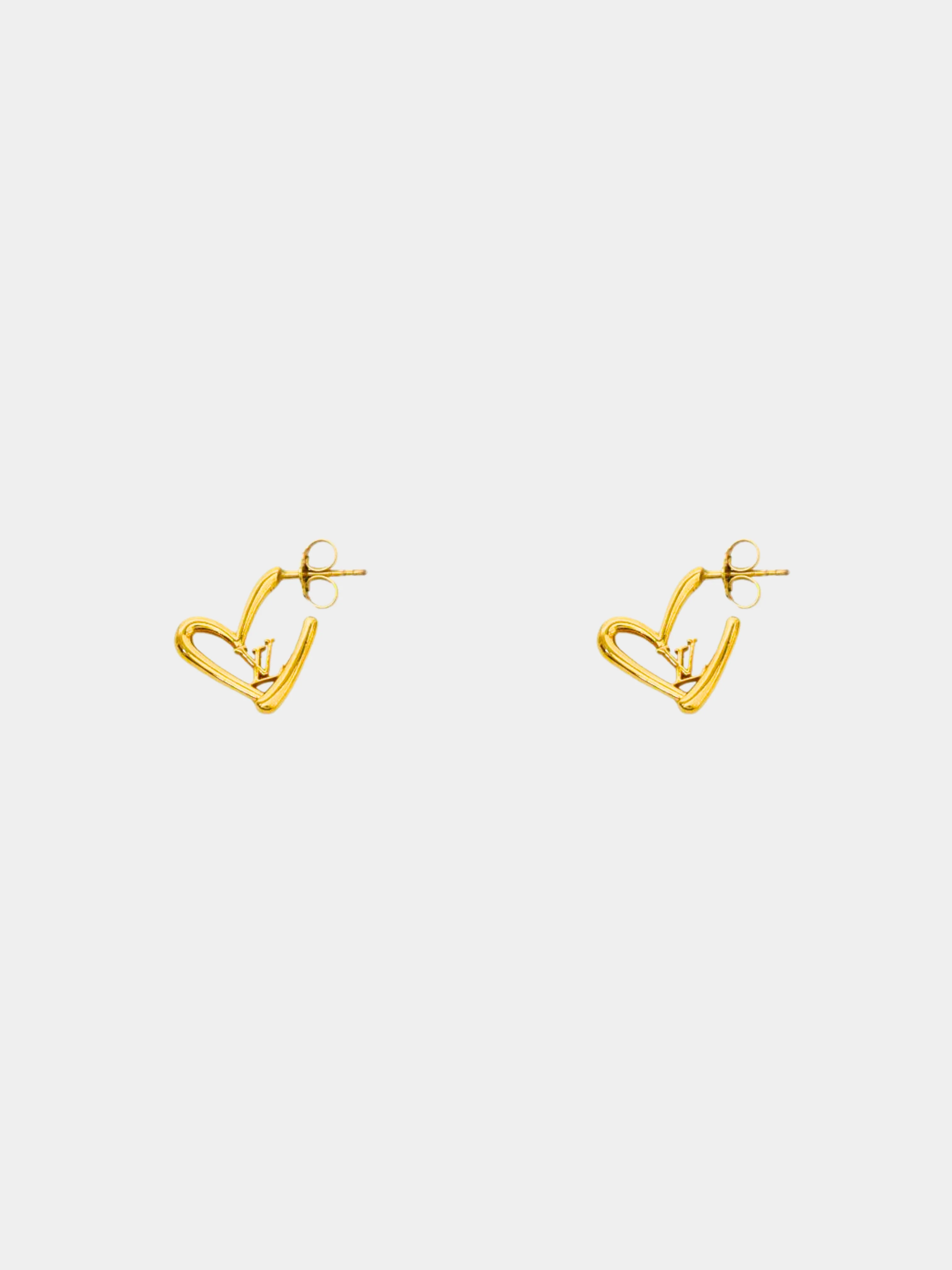 Louis Vuitton 2010s Gold Heart Stud Earrings
