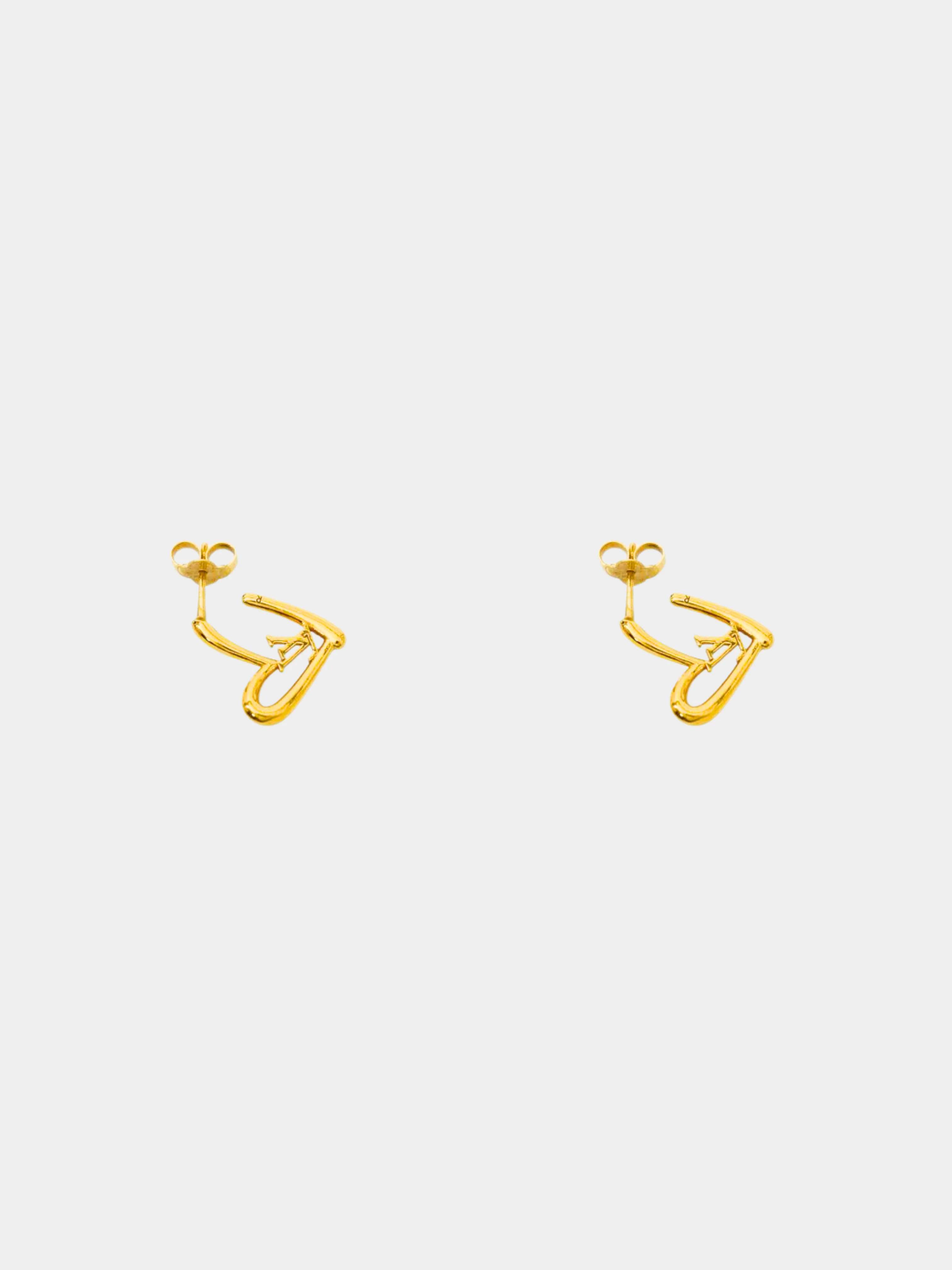 Louis Vuitton 2010s Gold Heart Stud Earrings - Image 2