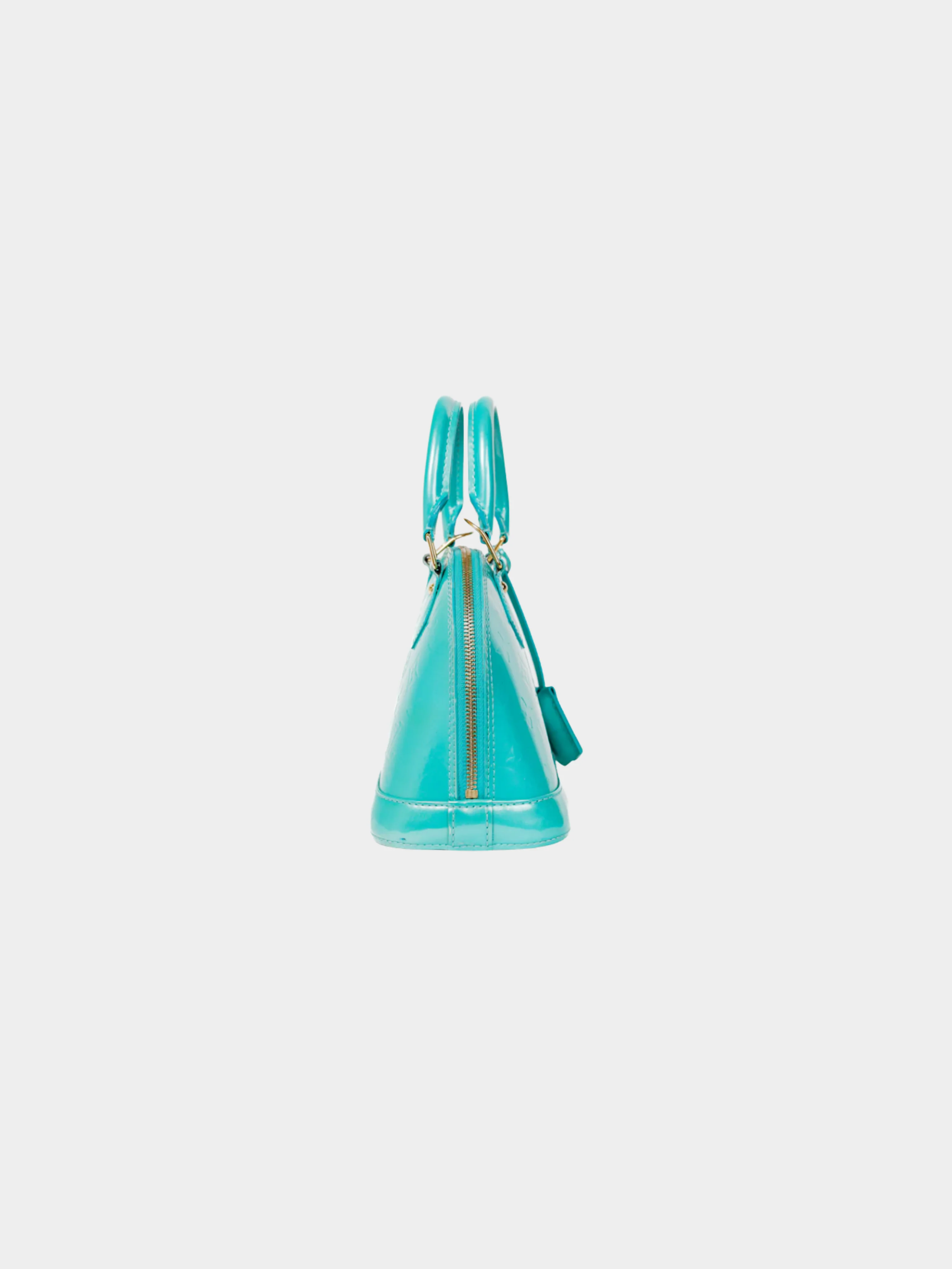 Louis Vuitton 2010s Turquoise Alma BB Turquoise Monogram Vernis Bag - Image 2