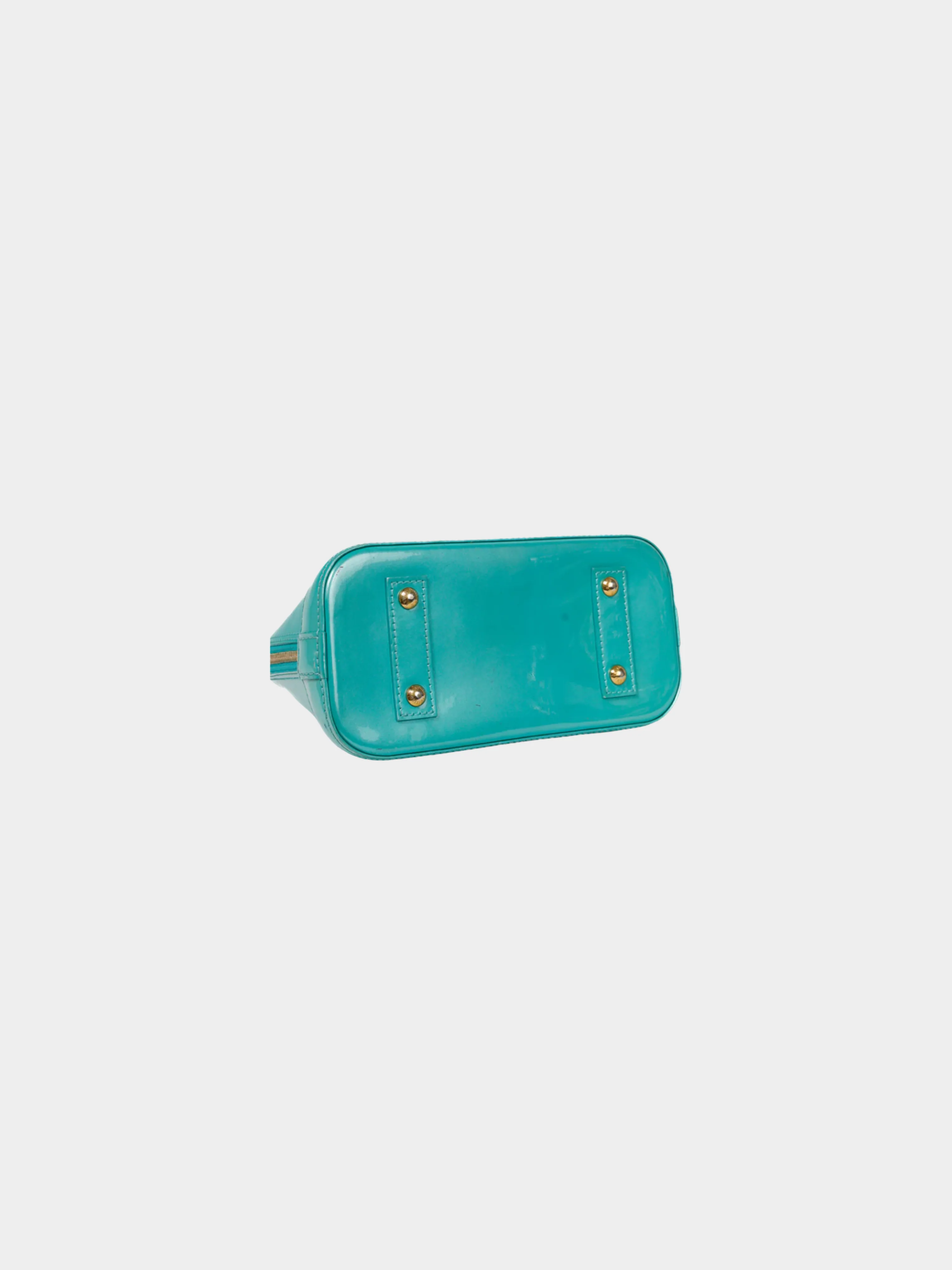 Louis Vuitton 2010s Turquoise Alma BB Turquoise Monogram Vernis Bag - Image 3