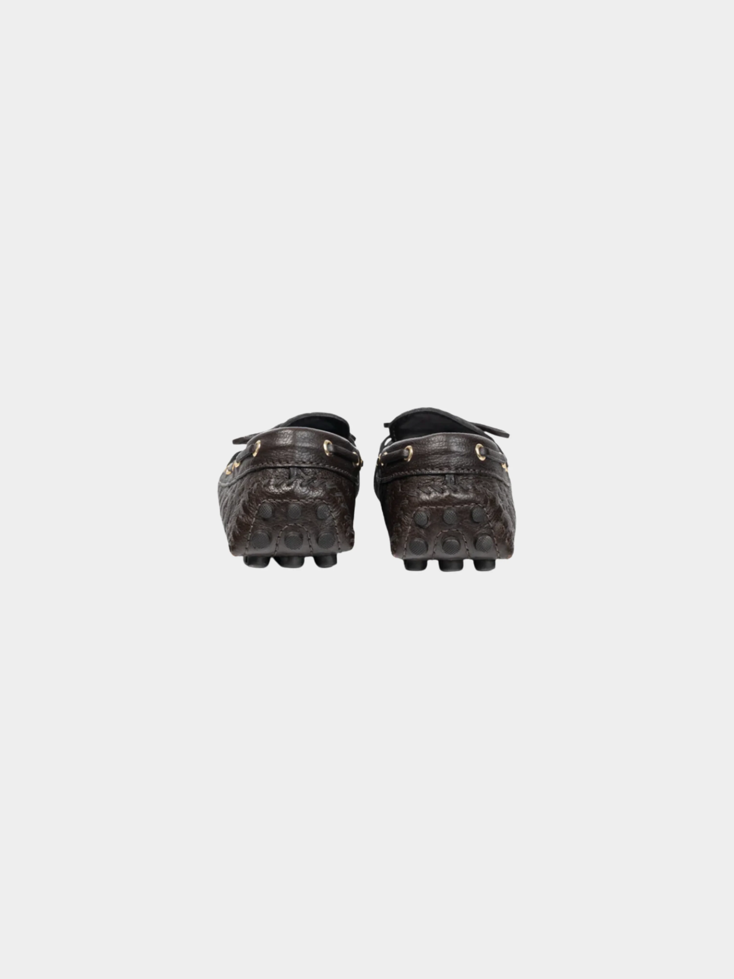 Louis Vuitton 2012 Gloria Brown Monogram-Embossed Leather Flat Loafers - Image 3