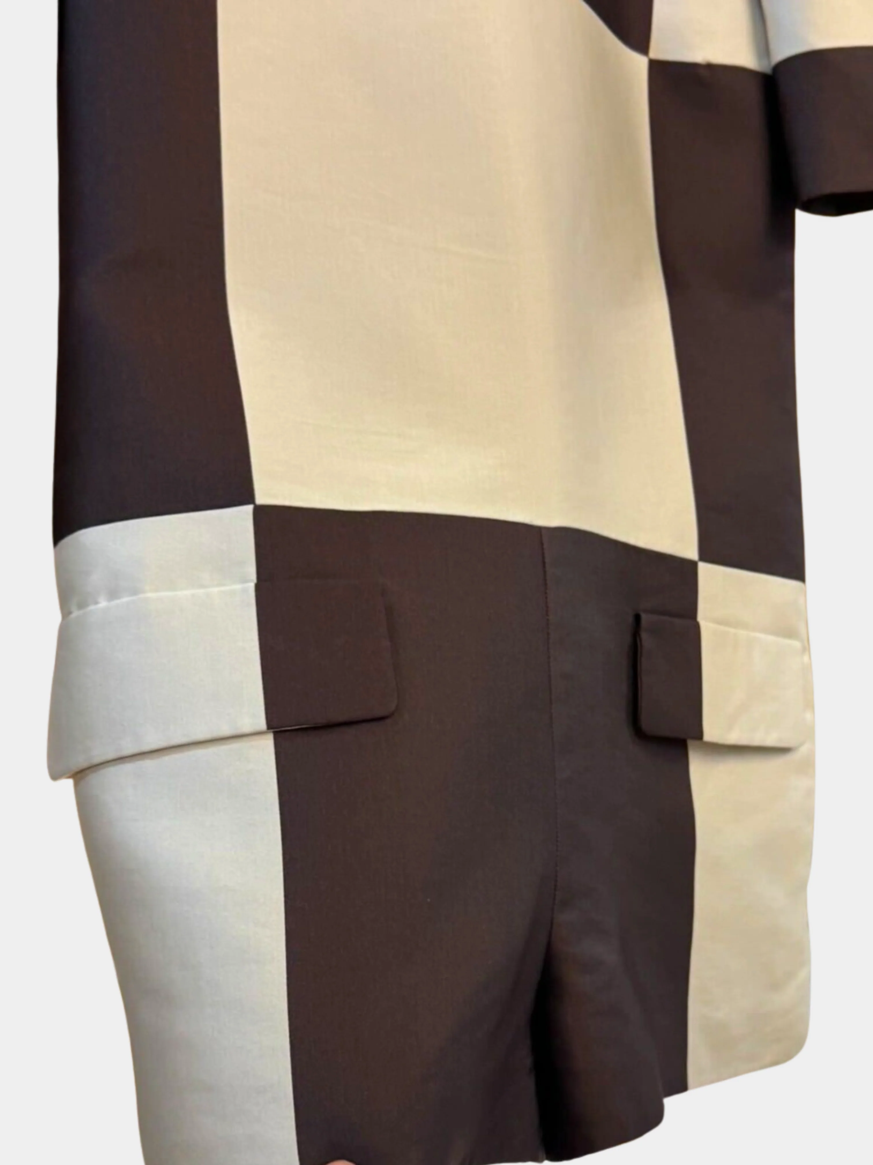 Louis Vuitton 2013 Brown Cream Check-Panel Mini Dress - Image 3