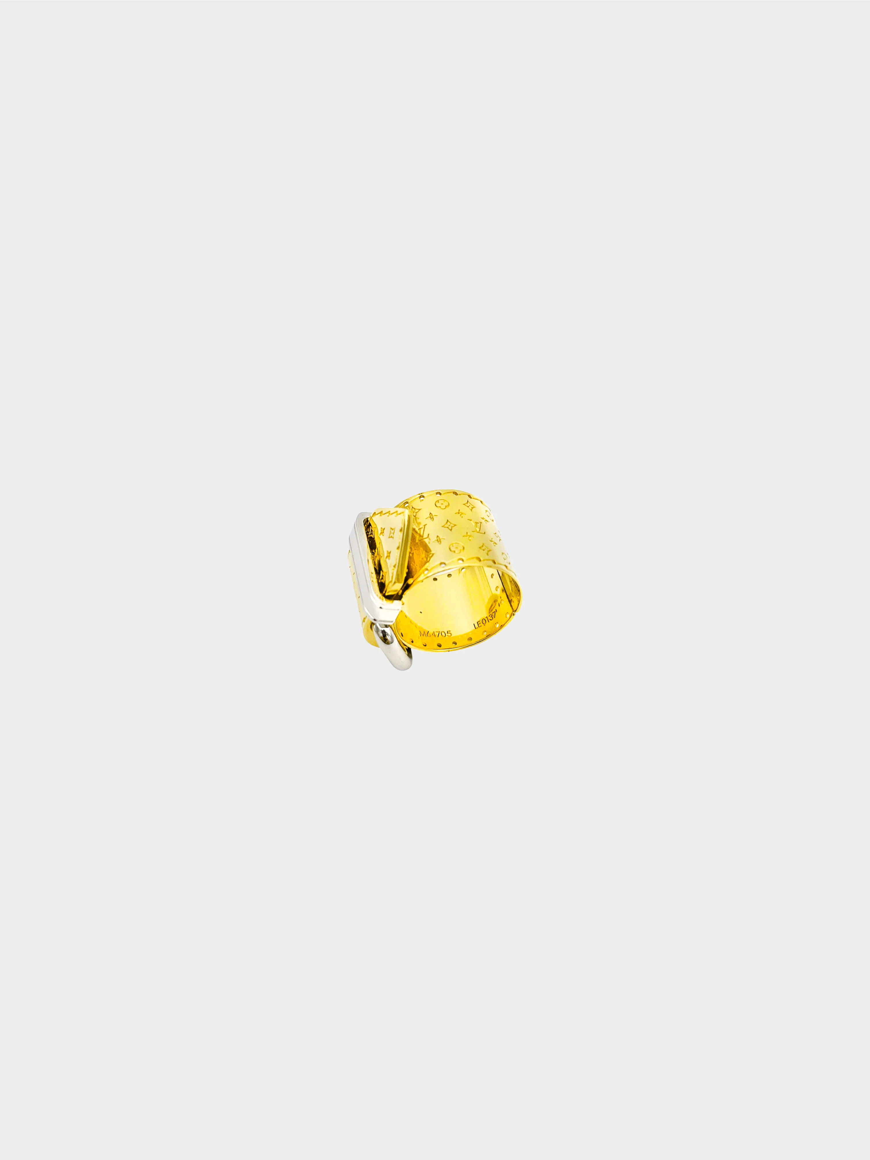 Louis Vuitton 2017 Gold Nanogram Belt Motif Ring - Image 3
