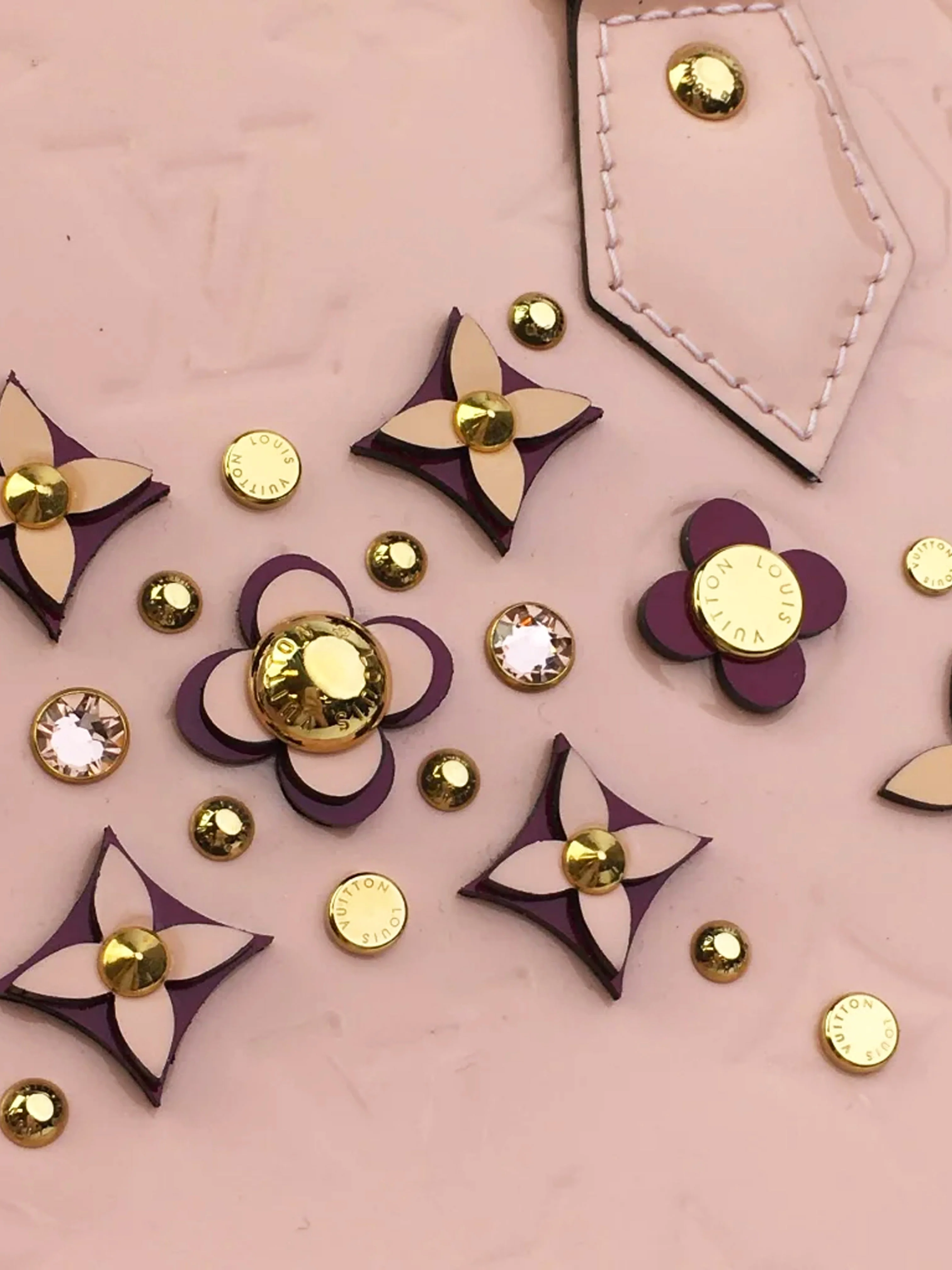 Louis Vuitton 2018 Pink Monogram Vernis Flowers Alma BB Bag - Image 5