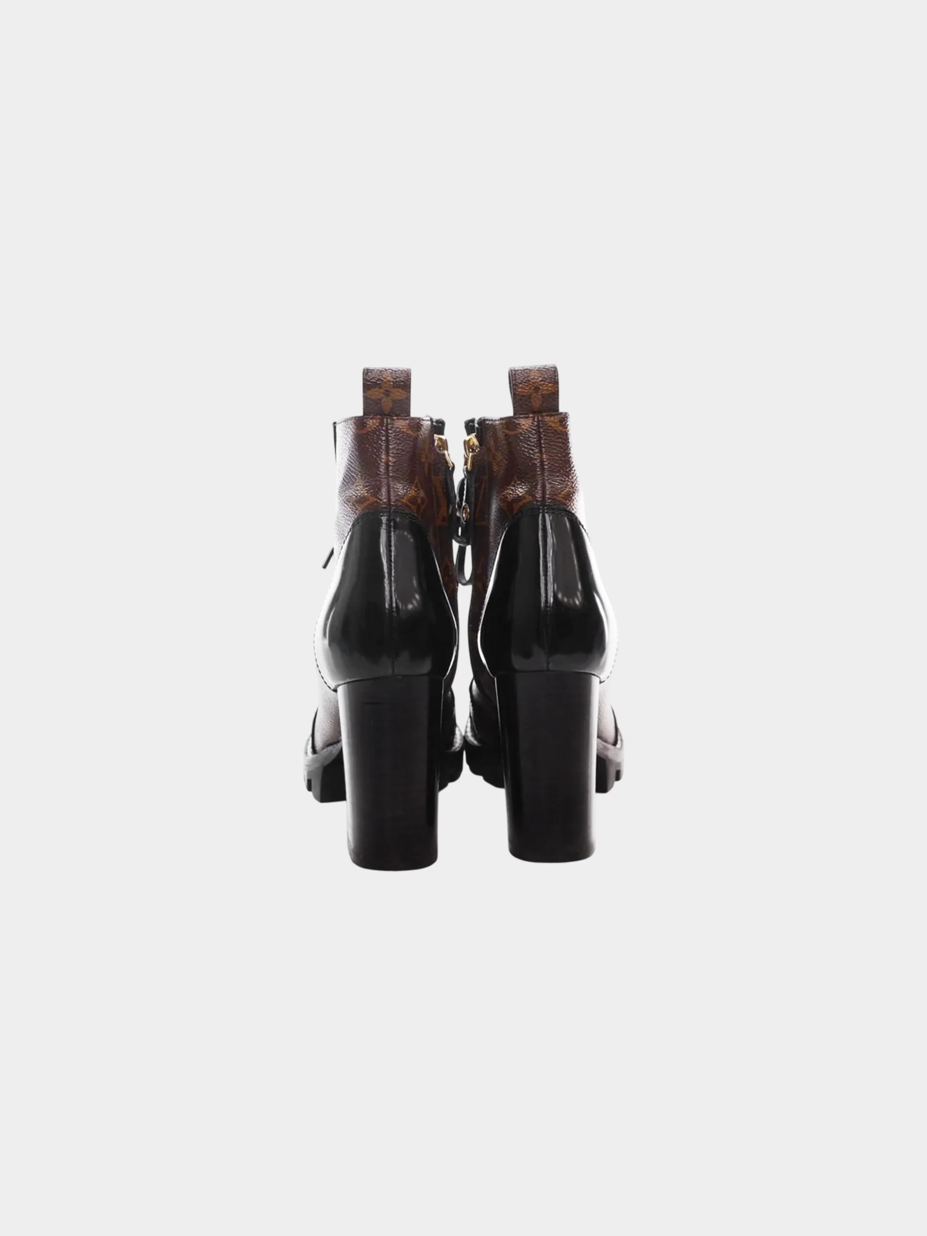 Louis Vuitton 2019 Brown and Black Monogram Star Trail Ankle Boots - Image 3