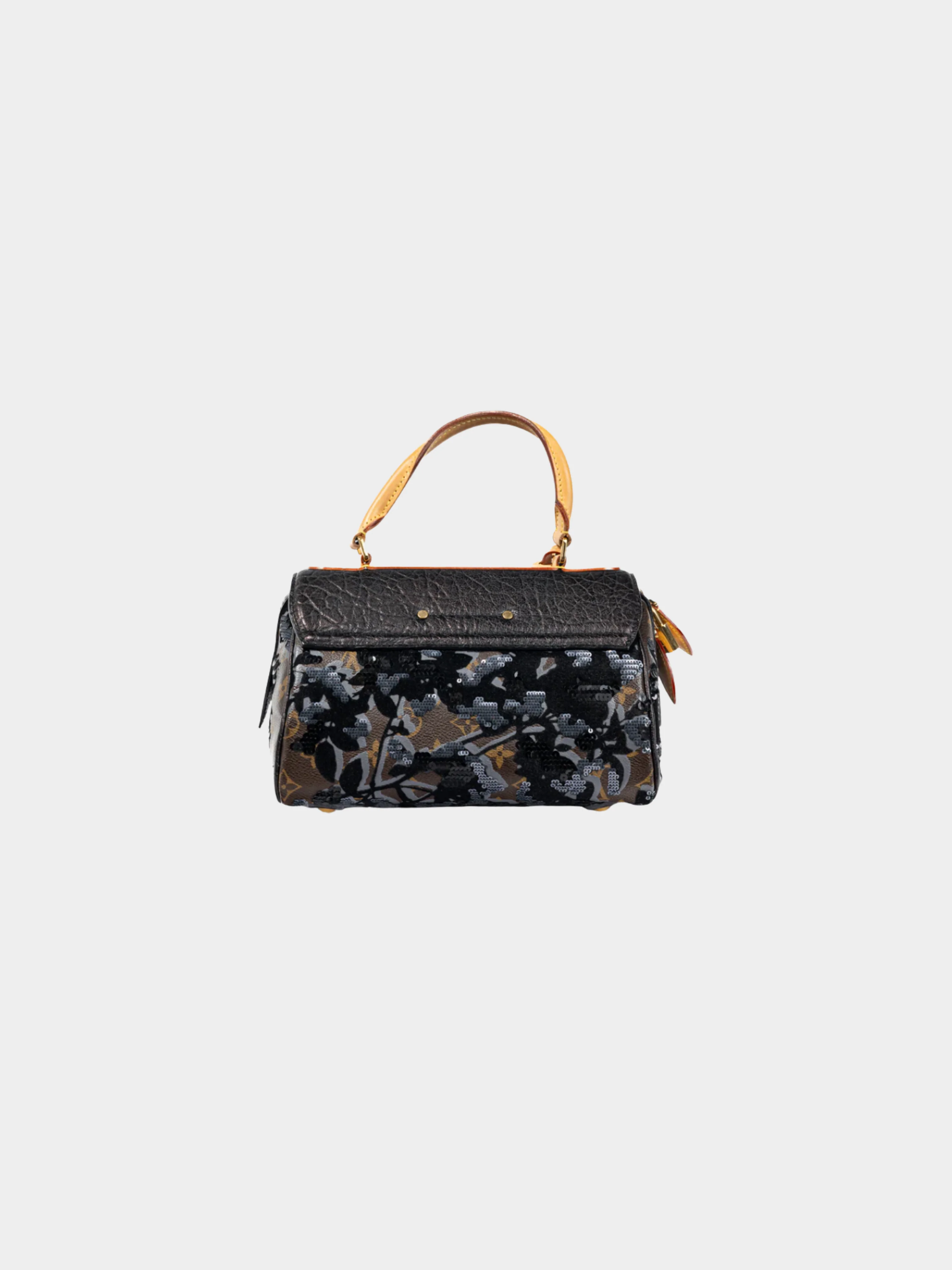 Louis Vuitton AW 2010 Brown Carrousel Monogram Fleur de Jais Sequined Velvet Handbag - Image 3
