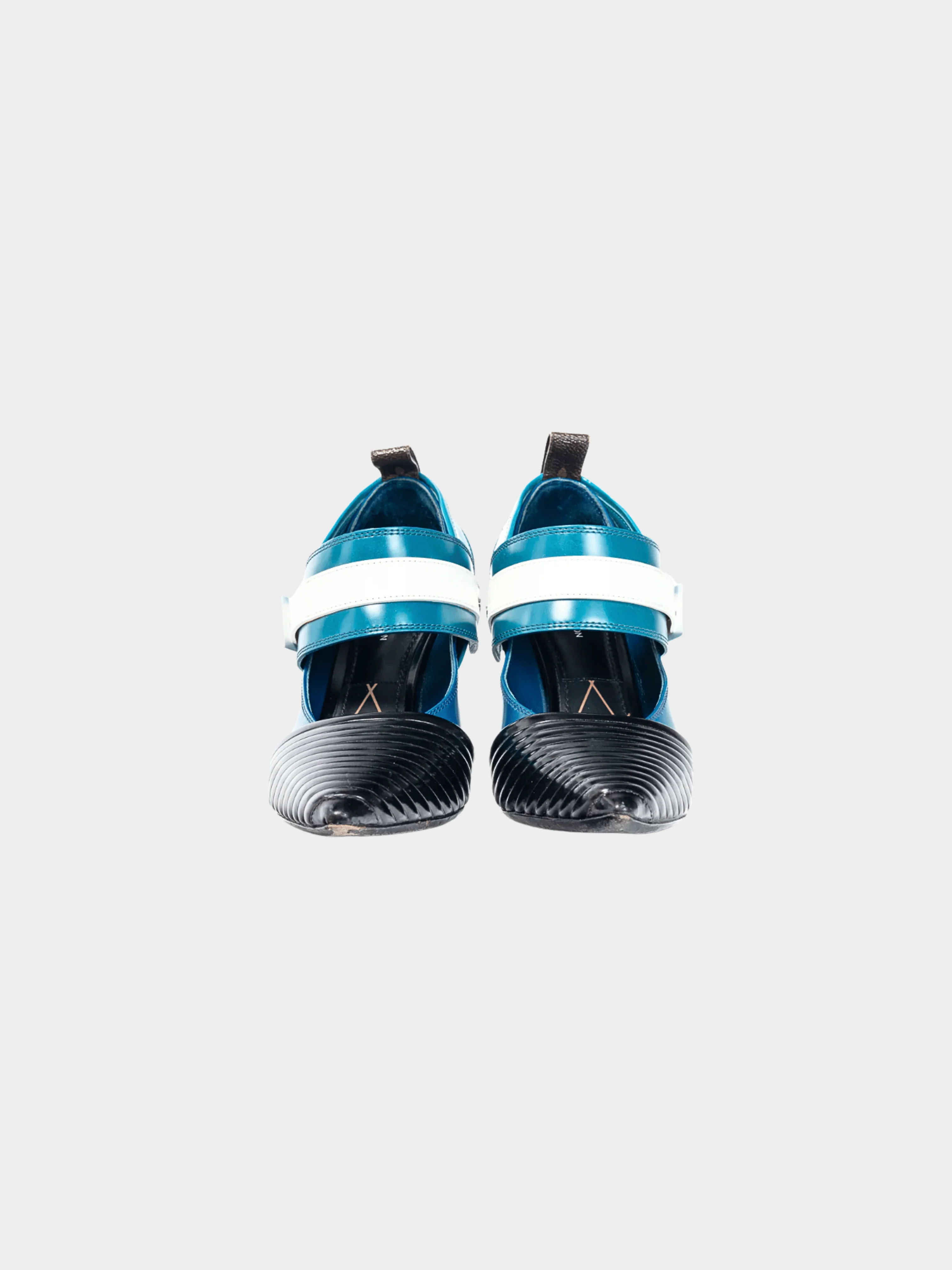 Louis Vuitton AW 2015 Runway Blue & Black Colourblock Mary Jane Heels - Image 3