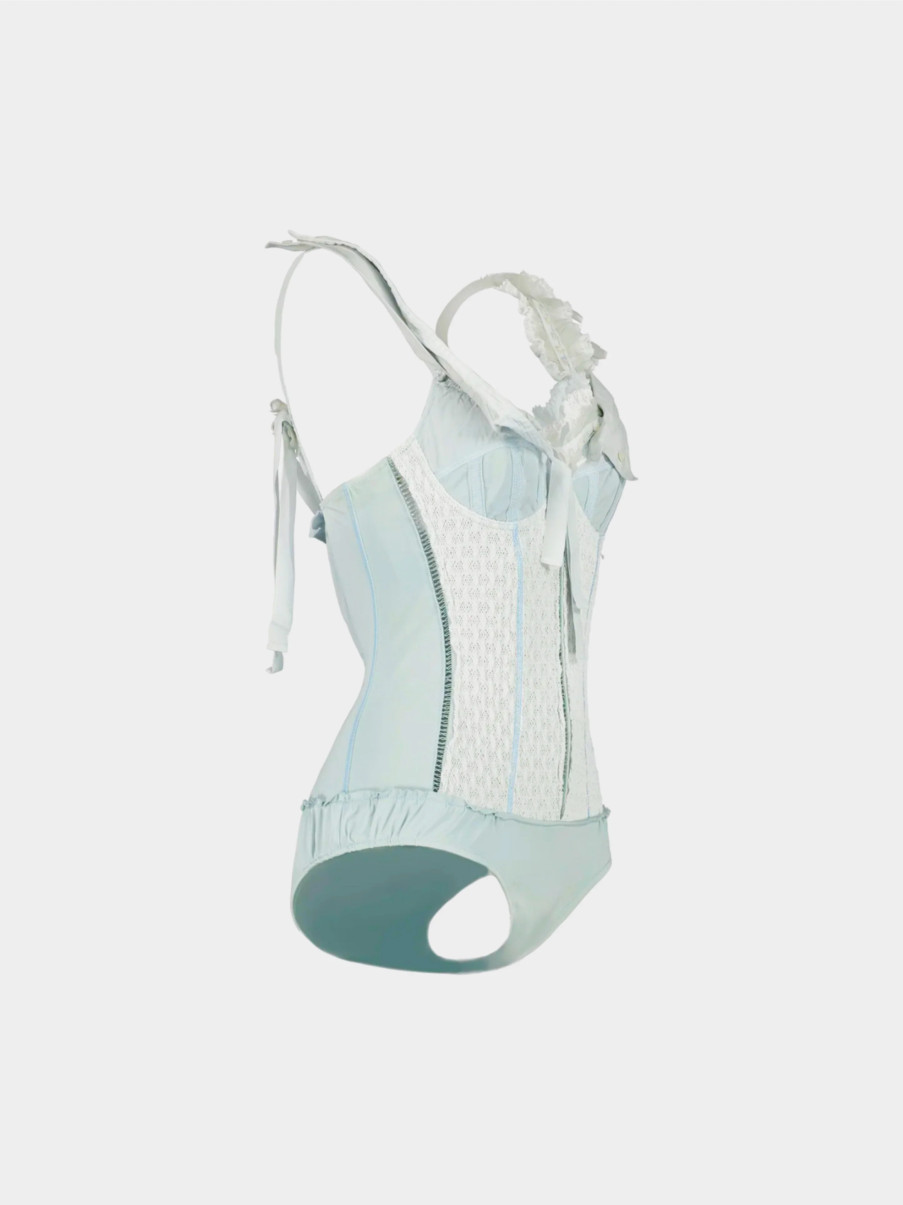 Louis Vuitton by Marc Jacobs SS 2007 Pale Blue Cotton-Draped Bodysuit - Image 3