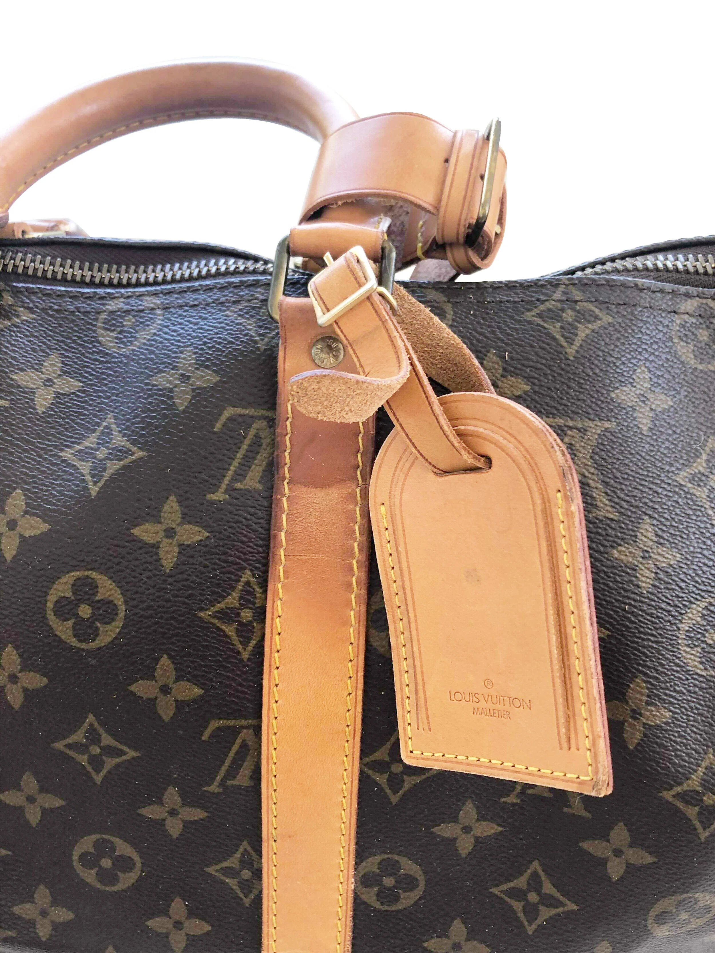 Louis Vuitton 2000s Brown Monogram Keepall Leather Duffle - Image 4