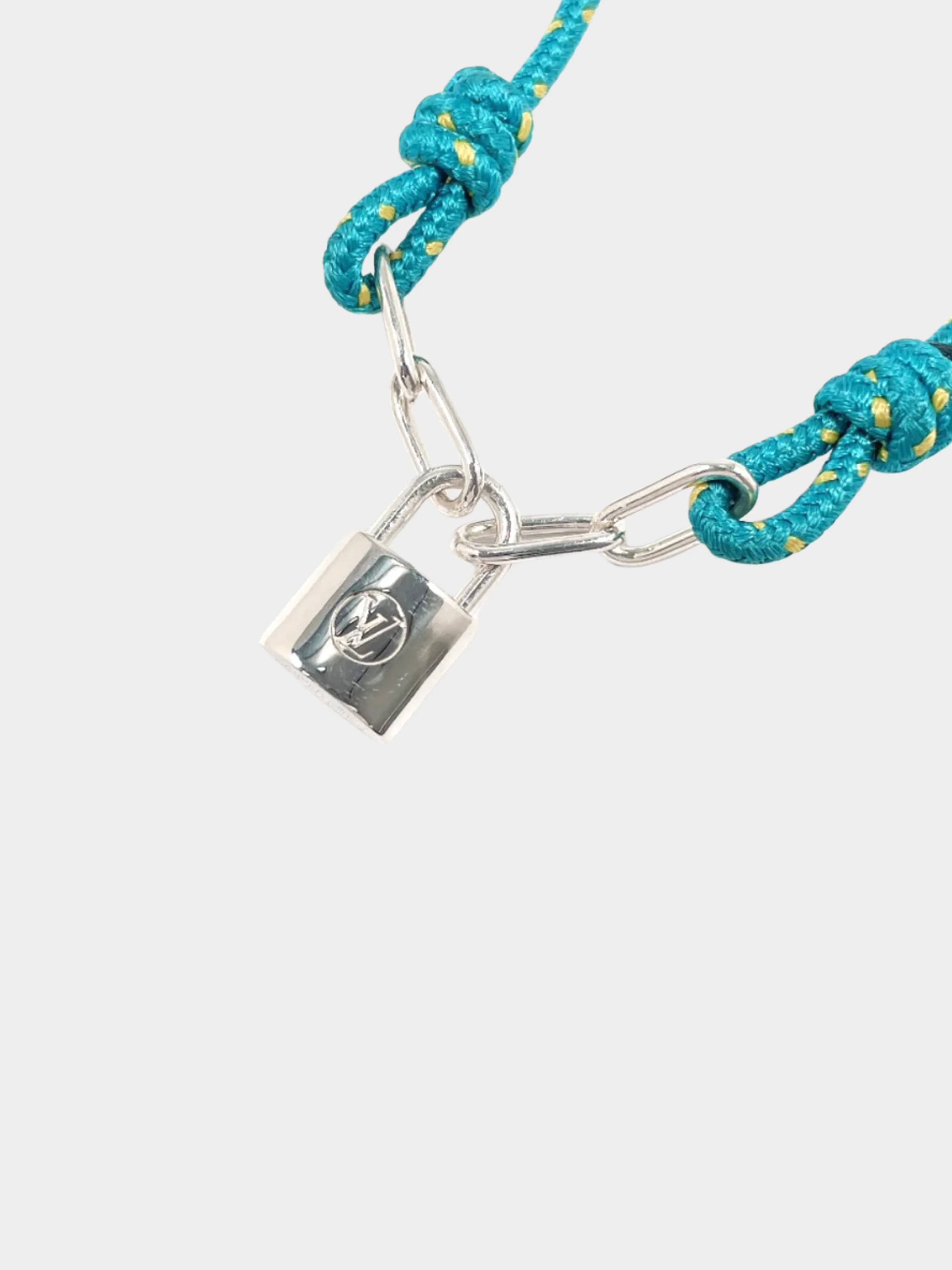 Louis Vuitton by Virgil Abloh 2020 Lockit Sterling Silver Blue Cord Bracelet - Image 2