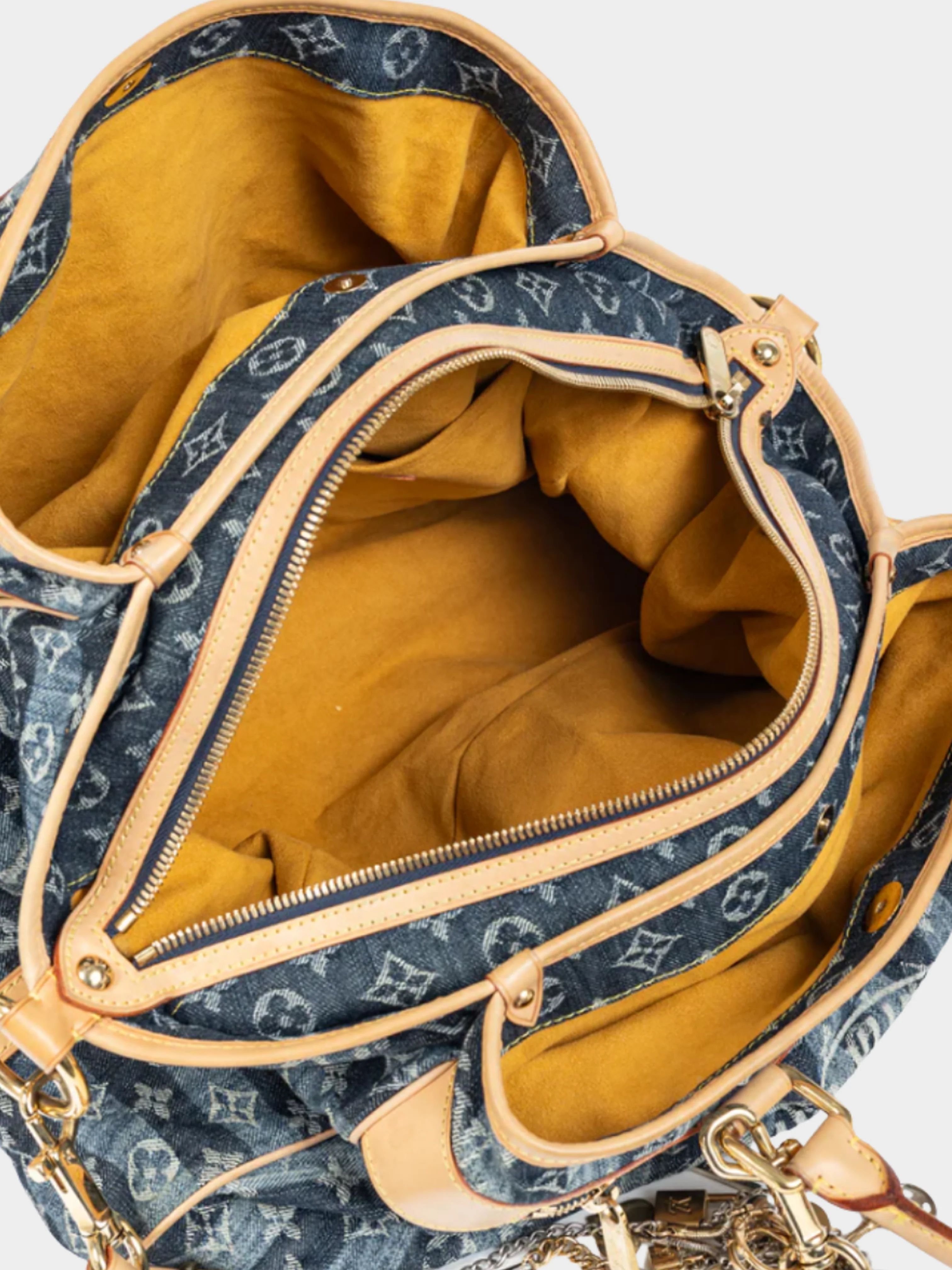 Louis Vuitton Cruise 2007 Cabas Raye GM Monogram Denim Cruise Shoulder Bag - Image 6