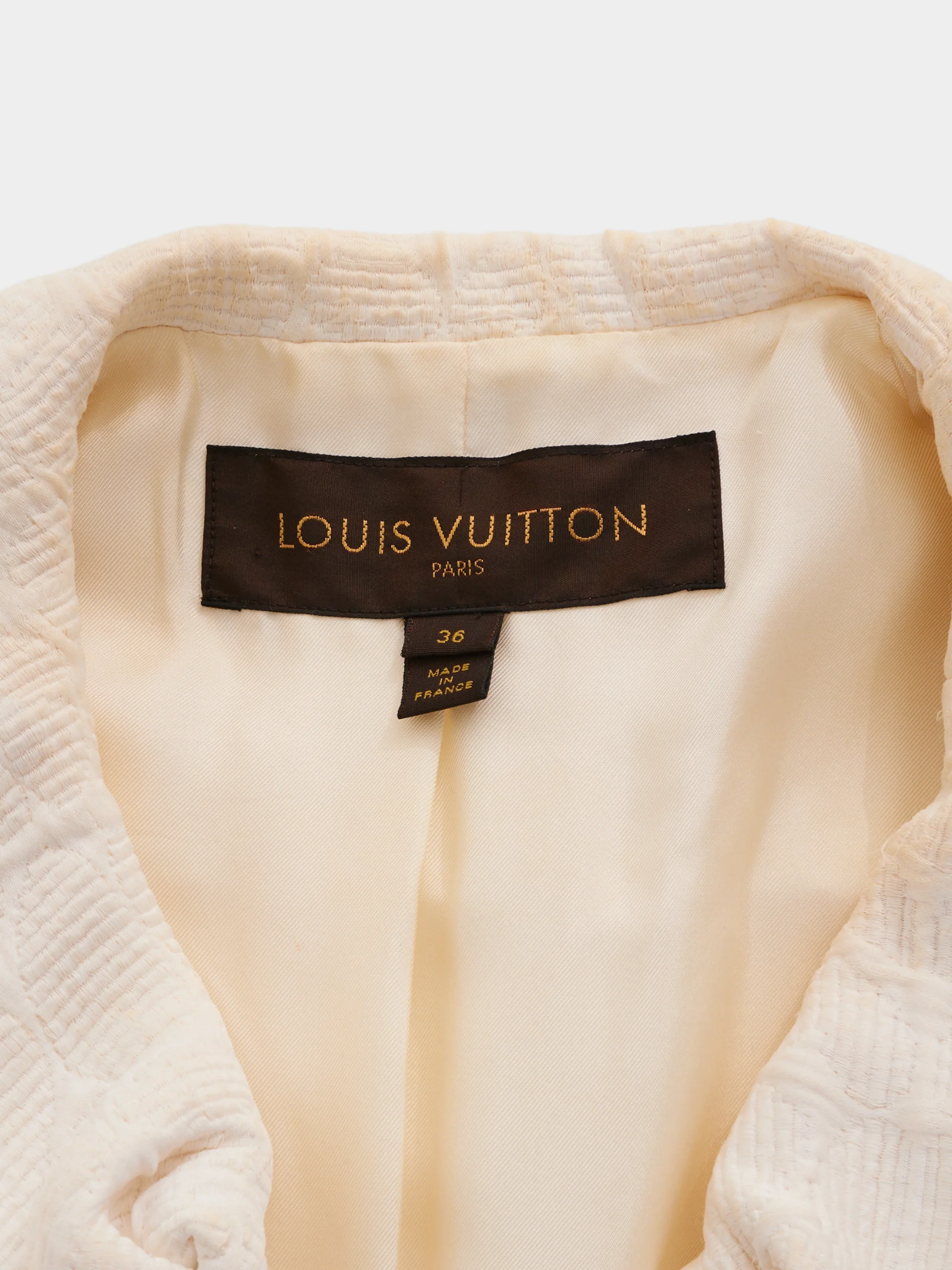 Louis Vuitton 2000s White Embellished Short Sleeve Jacket - Image 5