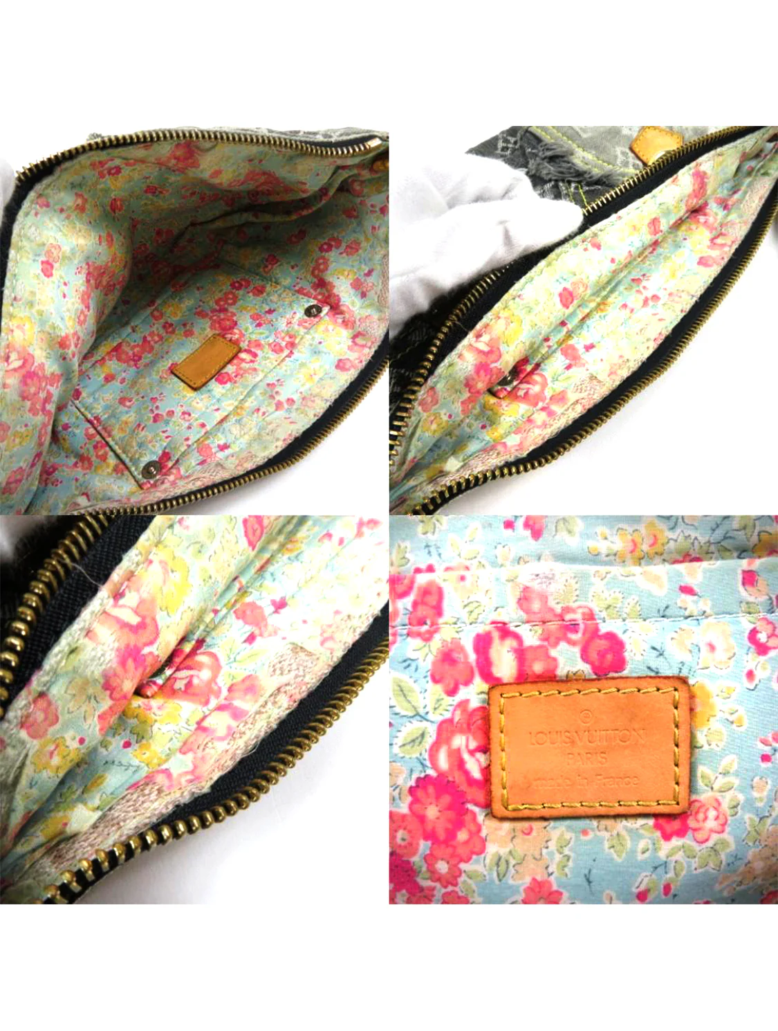 Louis Vuitton 2000s Gray Monogram Denim Patchwork Shoulder Bag - Image 6