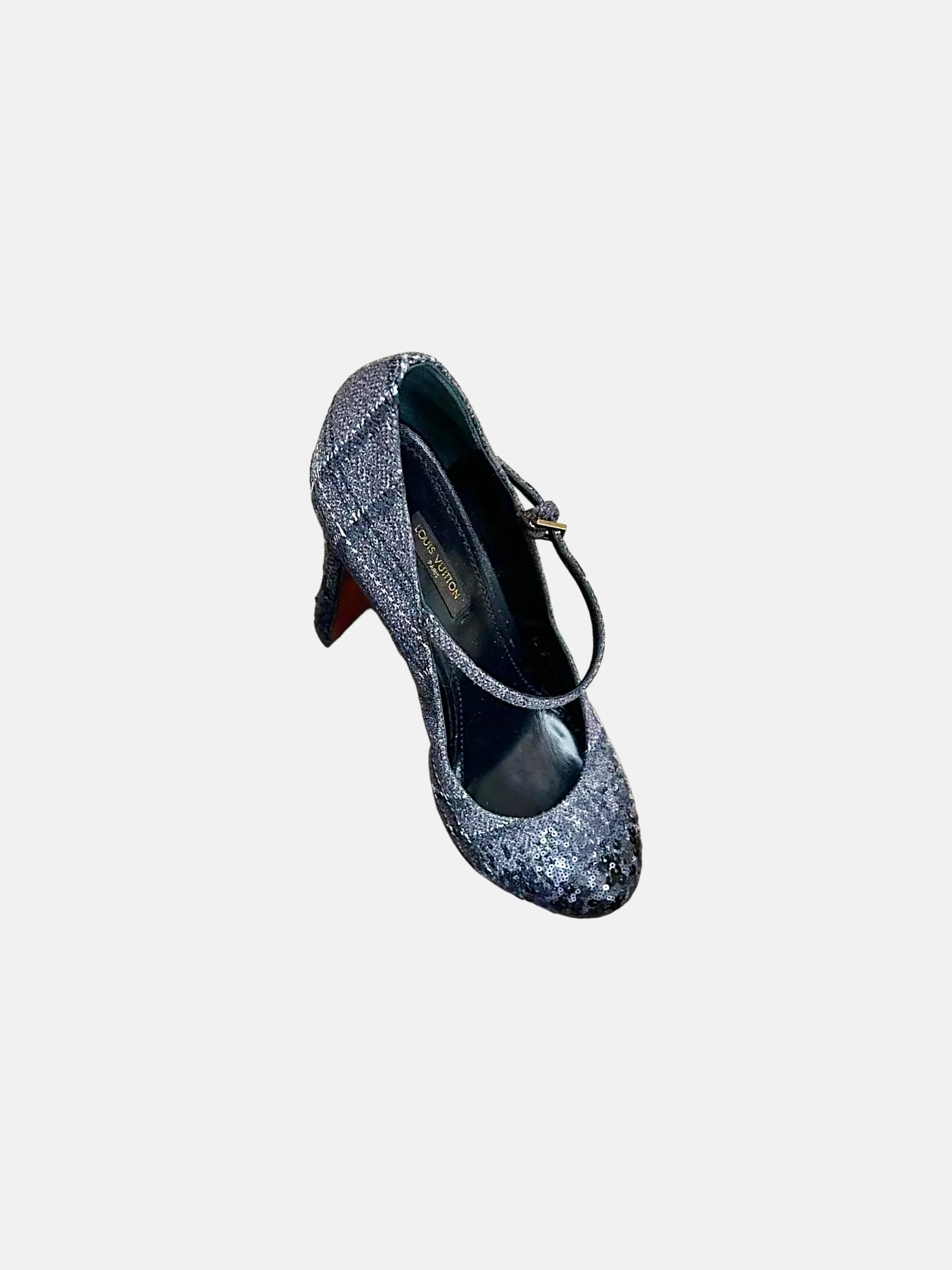 Louis Vuitton 2014 Grey Tweed Sequin Embellished Mary Jane Pumps - Image 2