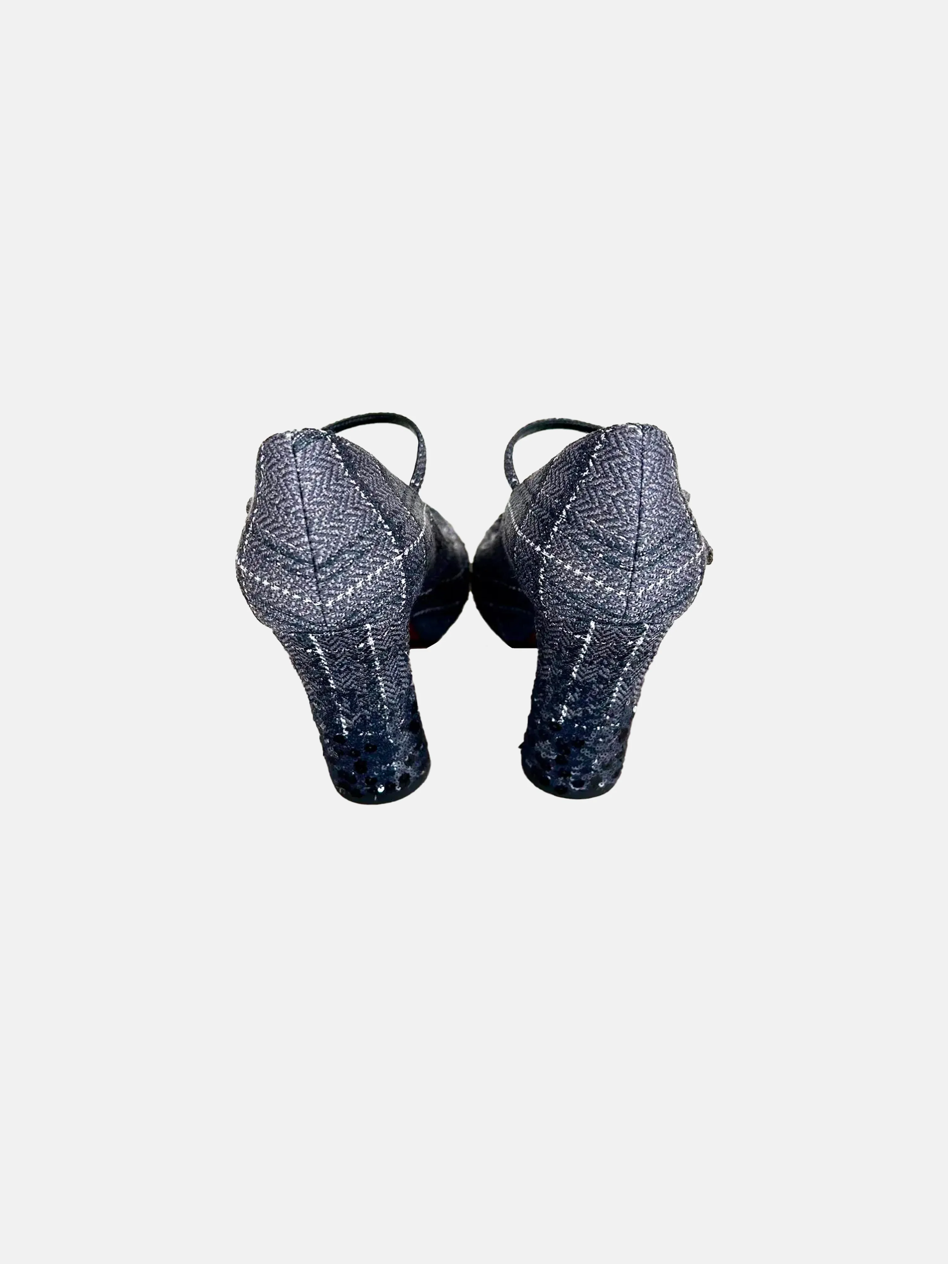Louis Vuitton 2014 Grey Tweed Sequin Embellished Mary Jane Pumps - Image 3