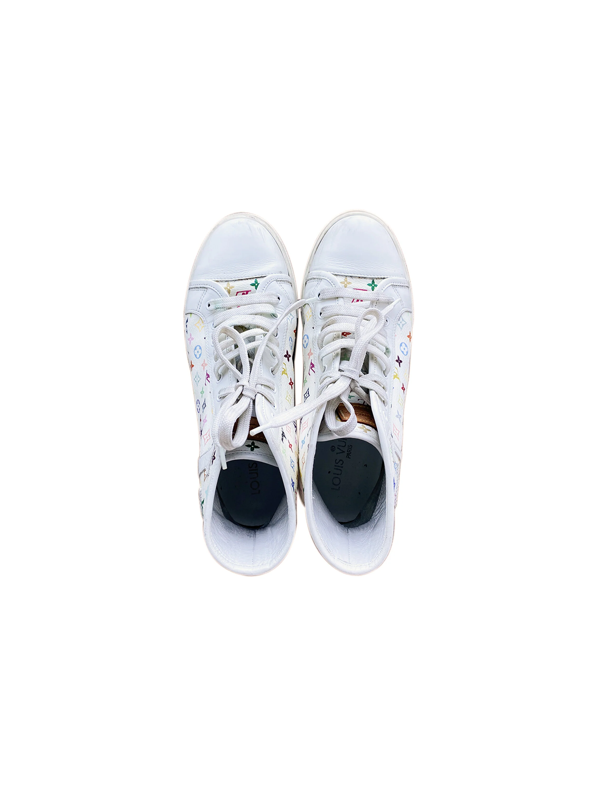 Louis Vuitton 2003 Murakami White Leather Sneakers - Image 3