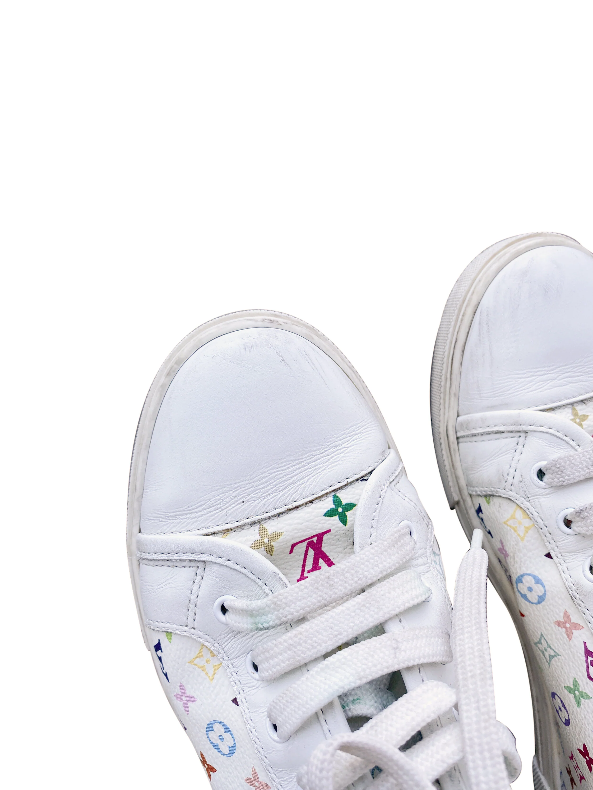 Louis Vuitton 2003 Murakami White Leather Sneakers - Image 4