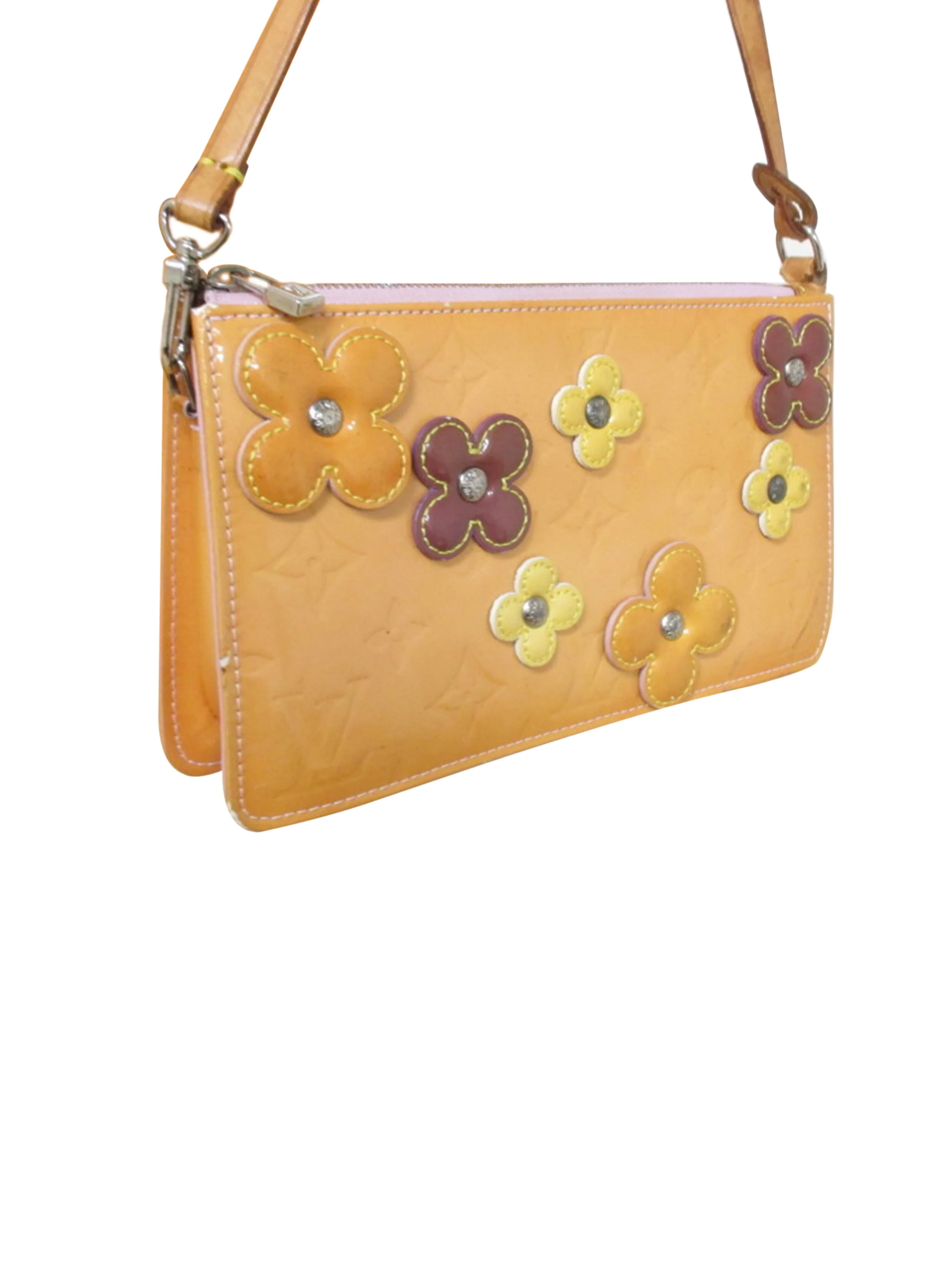 Louis Vuitton 2000s Orange Lexington Fleurs Pochette - Image 3