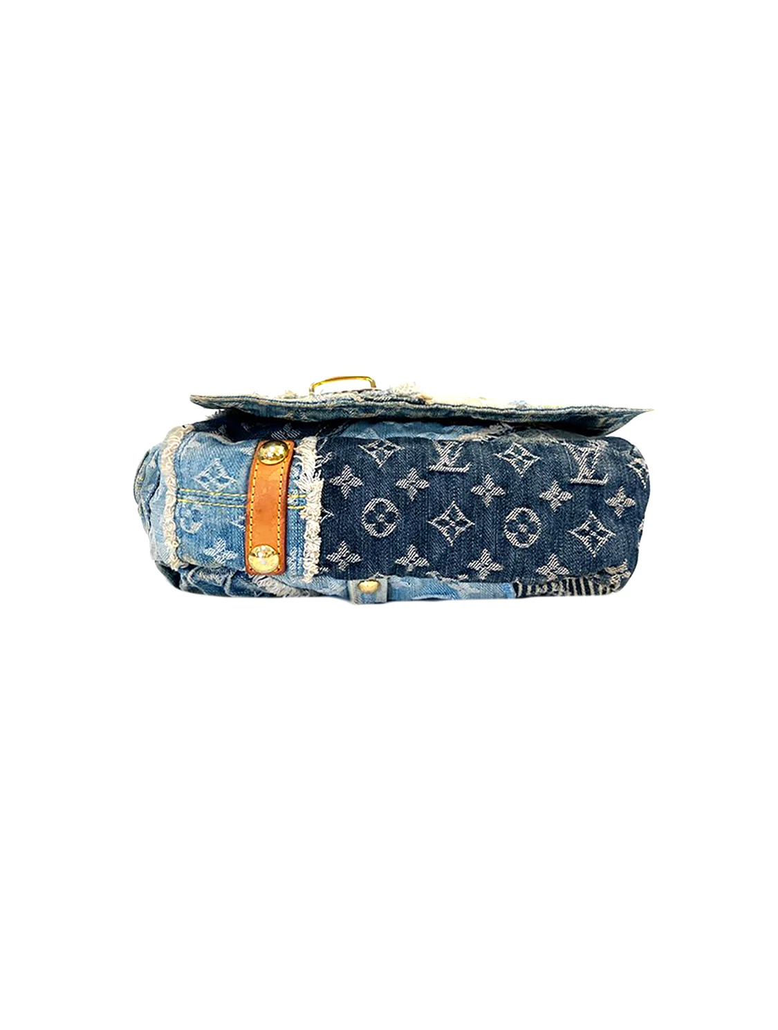 Louis Vuitton 2010s Rare Denim Patchwork Messenger Bag - Image 3