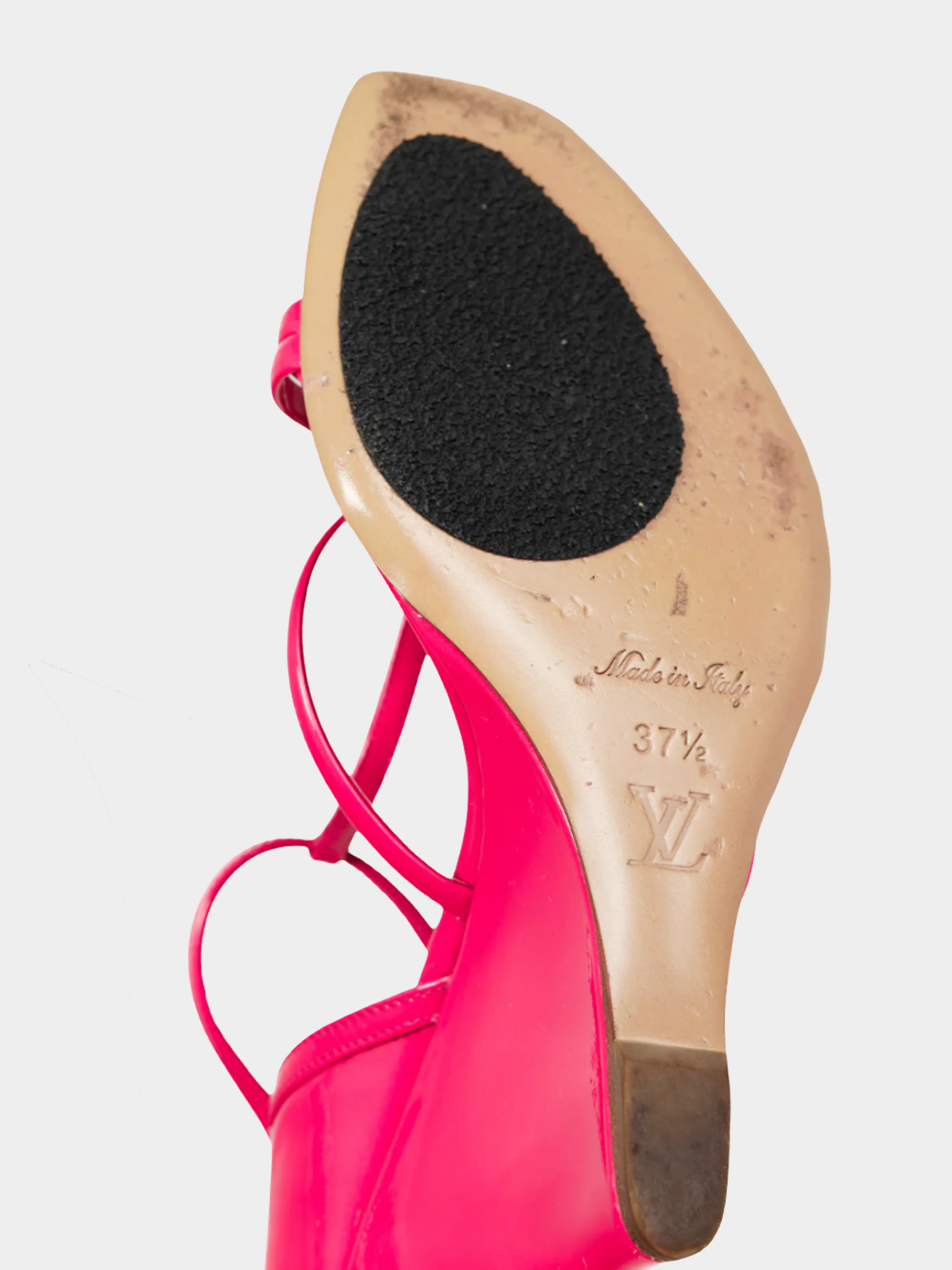 Louis Vuitton SS 2009 Rose Pink Patent T-Strap Wedge Sandals - Image 8