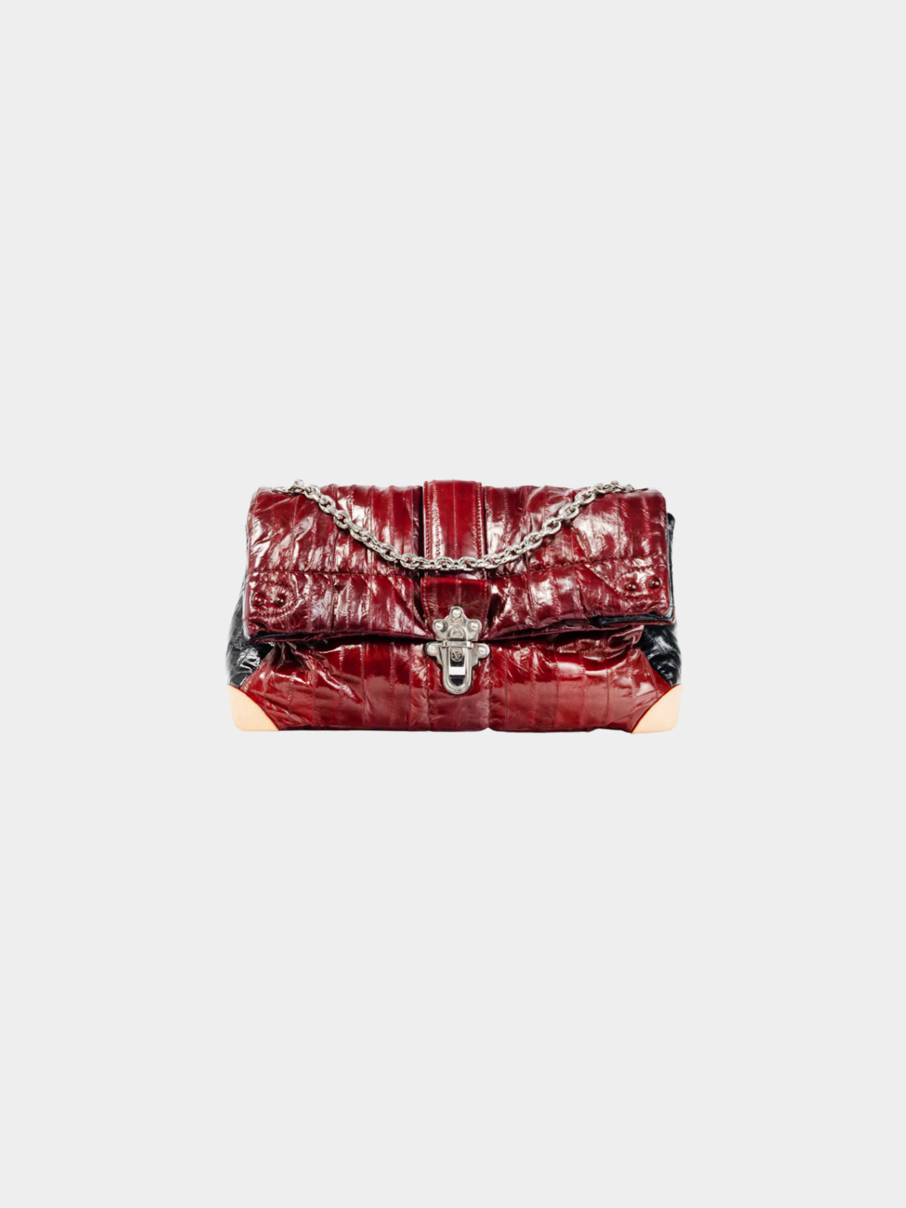 Louis Vuitton SS 2015 Runway Cloud Clutch GM Burgundy Eelskin Foldover Bag
