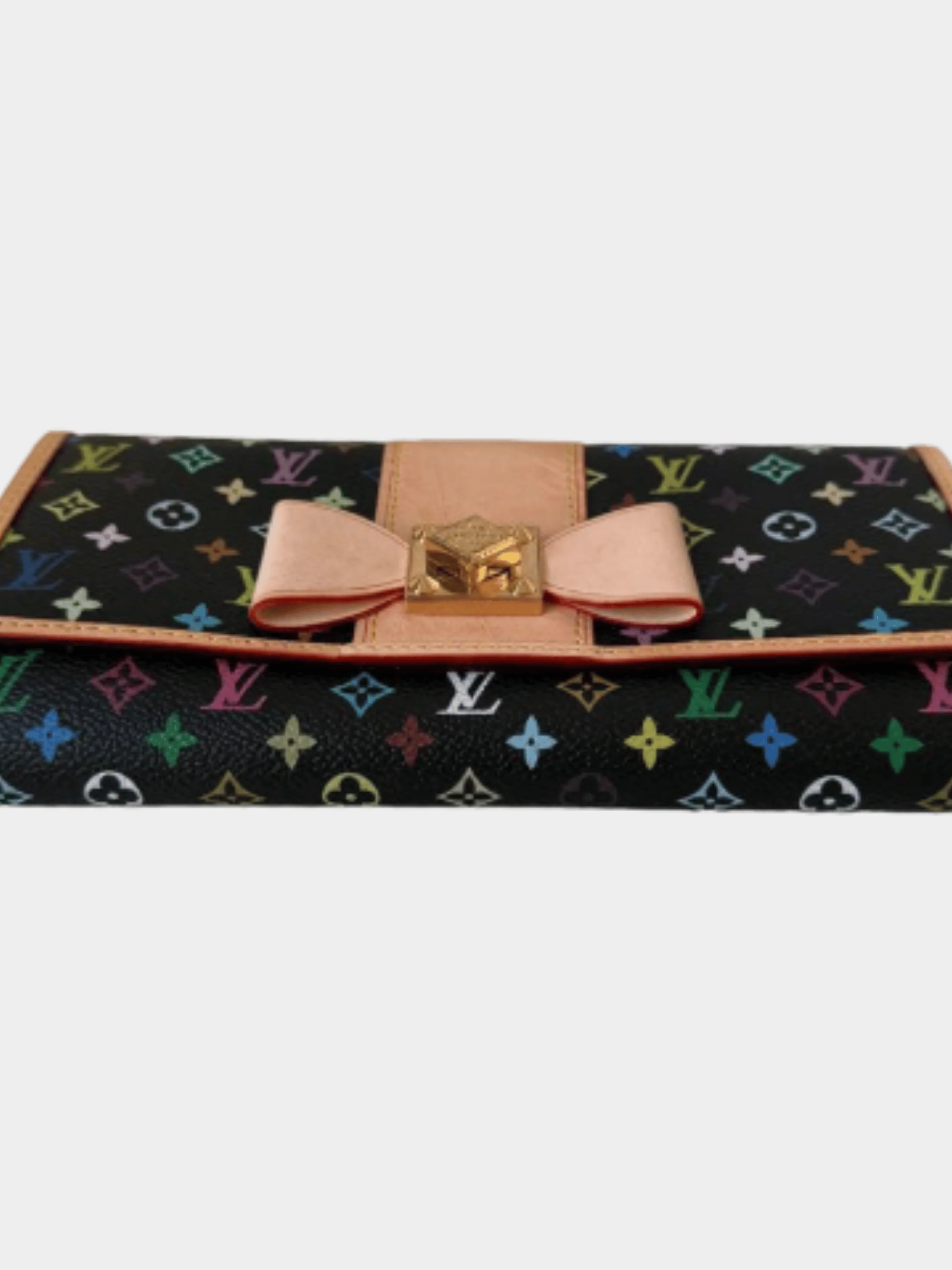 Louis Vuitton x Takashi Murakami 2000s Black Monogram Multicolore Sarah Noeud Wallet - Image 3