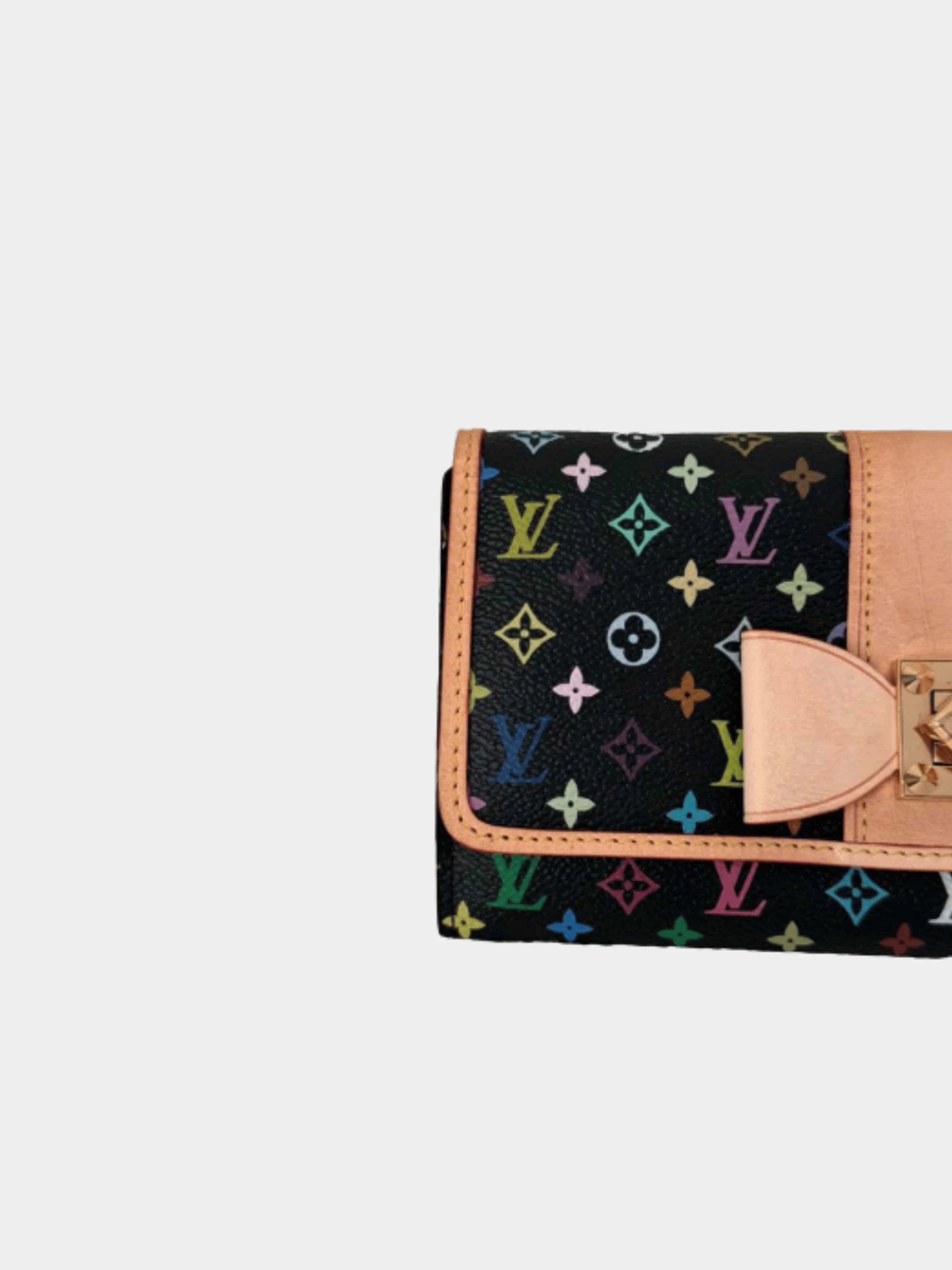 Louis Vuitton x Takashi Murakami 2000s Black Monogram Multicolore Sarah Noeud Wallet - Image 4
