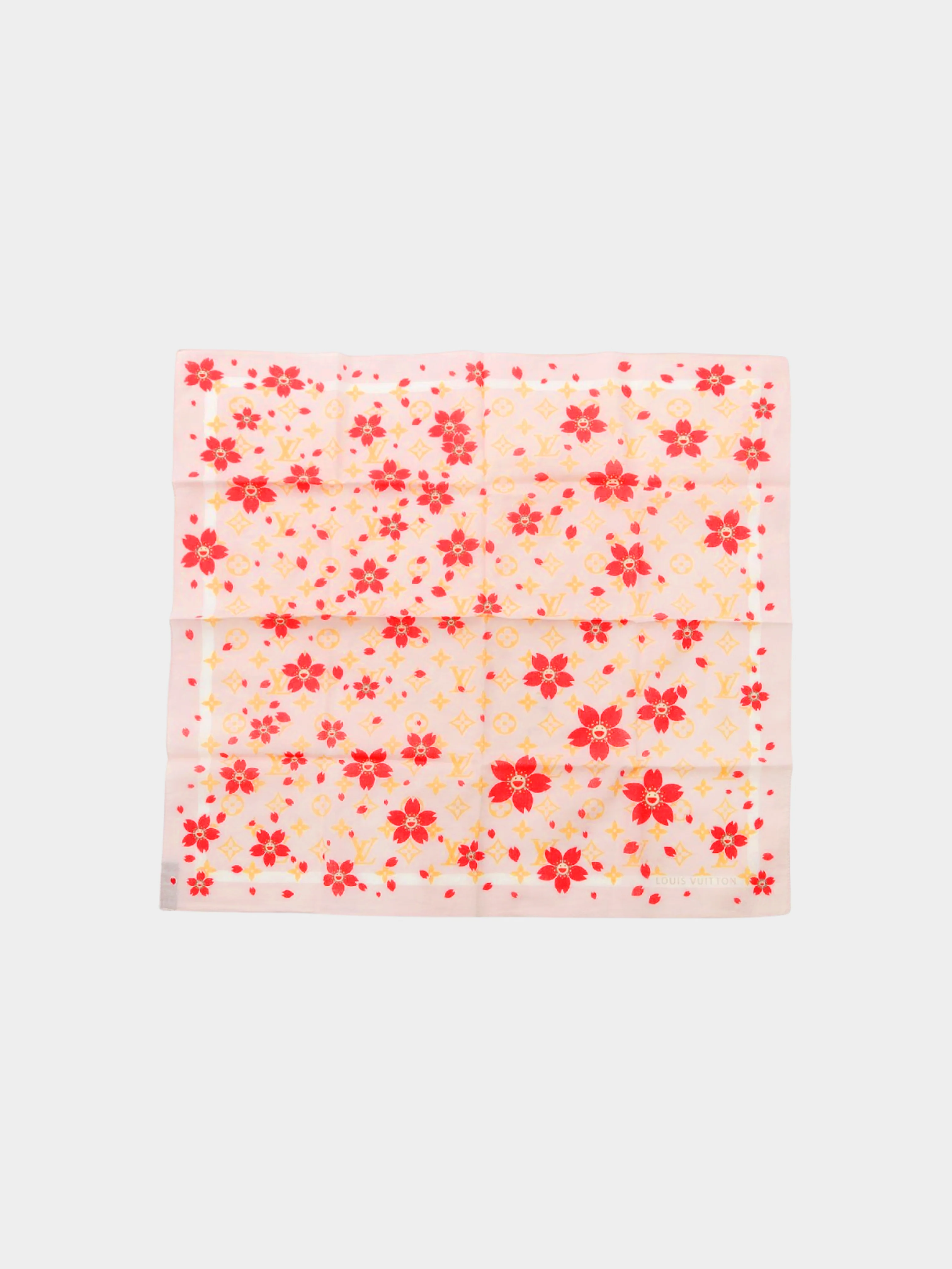 Louis Vuitton x Takashi Murakami 2003 Pink Cherry Blossom Monogram Scarf