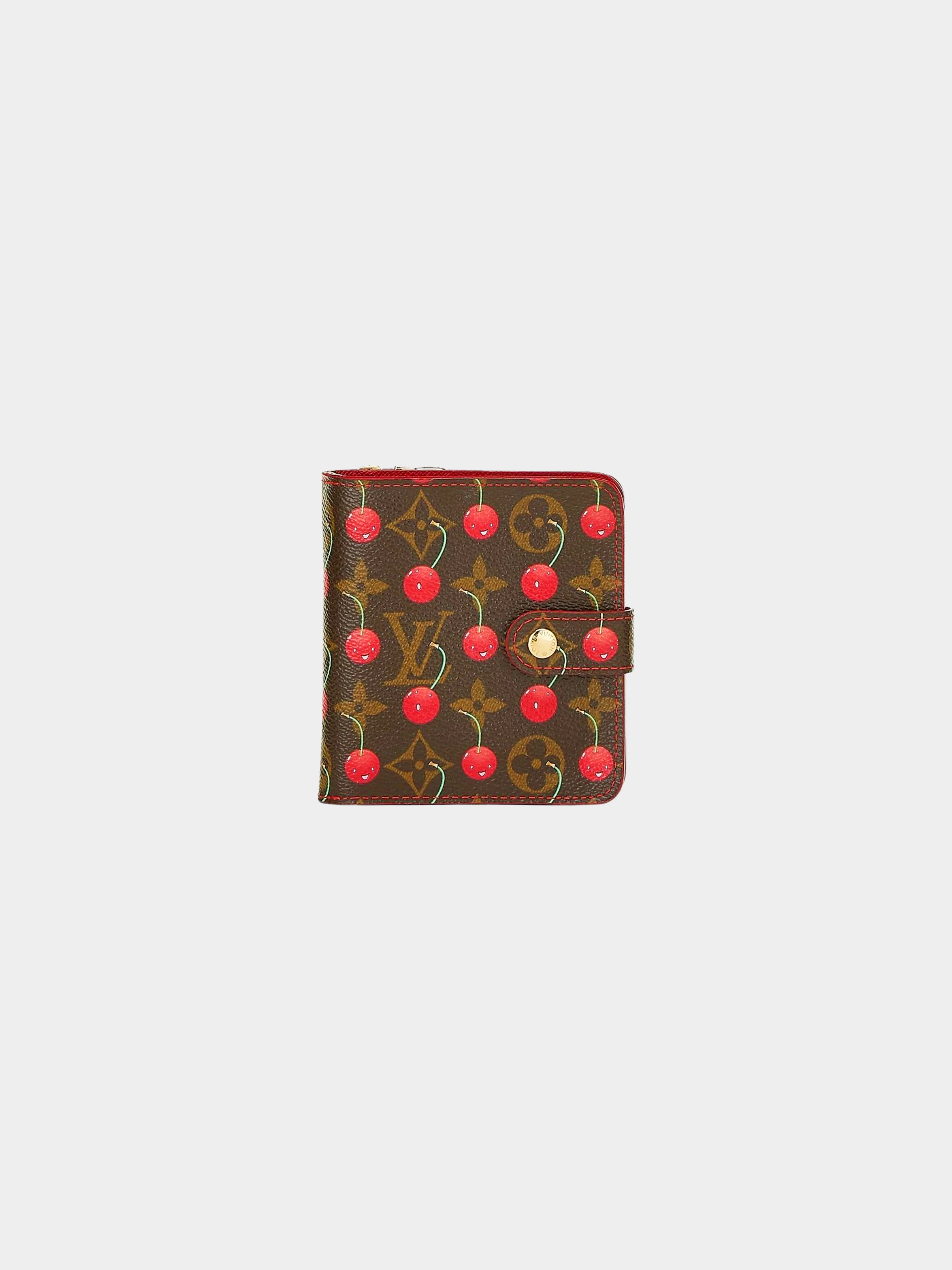 Louis Vuitton x Takashi Murakami 2005 Brown Cherry Print Monogram Bifold Wallet